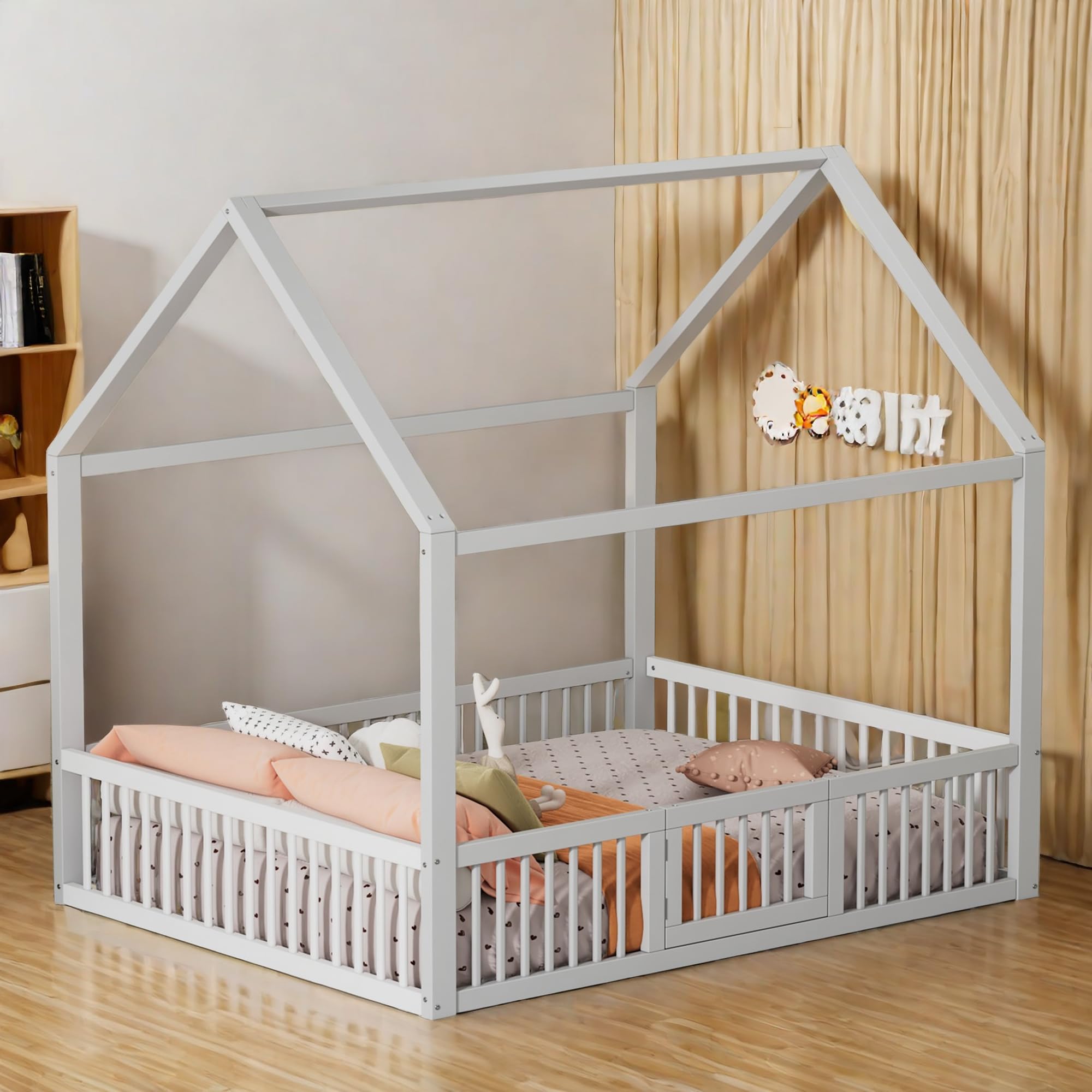 **Sapgaks Kids Cabin Bed 140x200cm with Slatted Base & Steps - White Bunk Bed with Wardrobe & Safety Barrier - Space-Saving Loft Bed for Small Rooms & Shared Kids Bedrooms**
