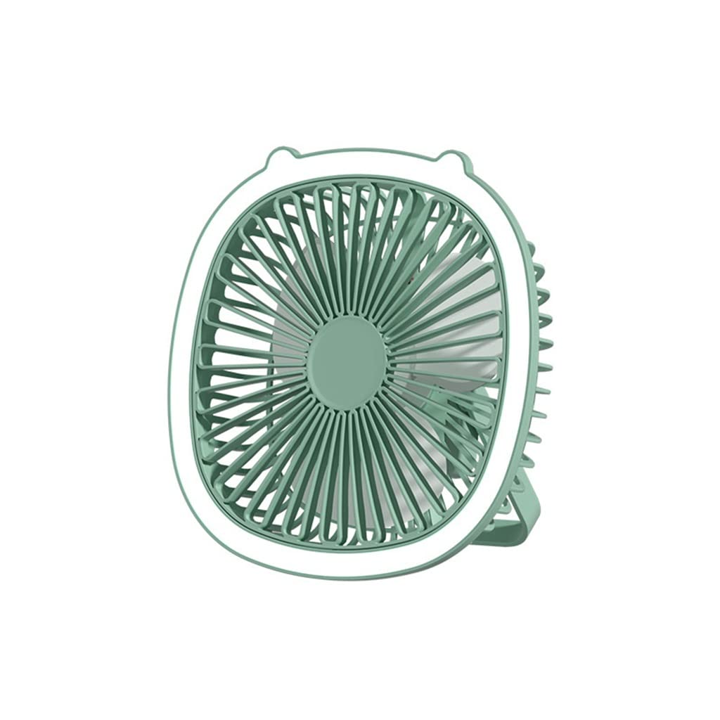 USB Rechargeable Mini Ceiling Fan & Desk Lamp 2-in-1 - Portable Wall Mounted Electric Fan with 3 Speeds, 19.5x19.5x7.5cm - Green - Perfect for Bedroom, Office, Camping and Outdoor Use