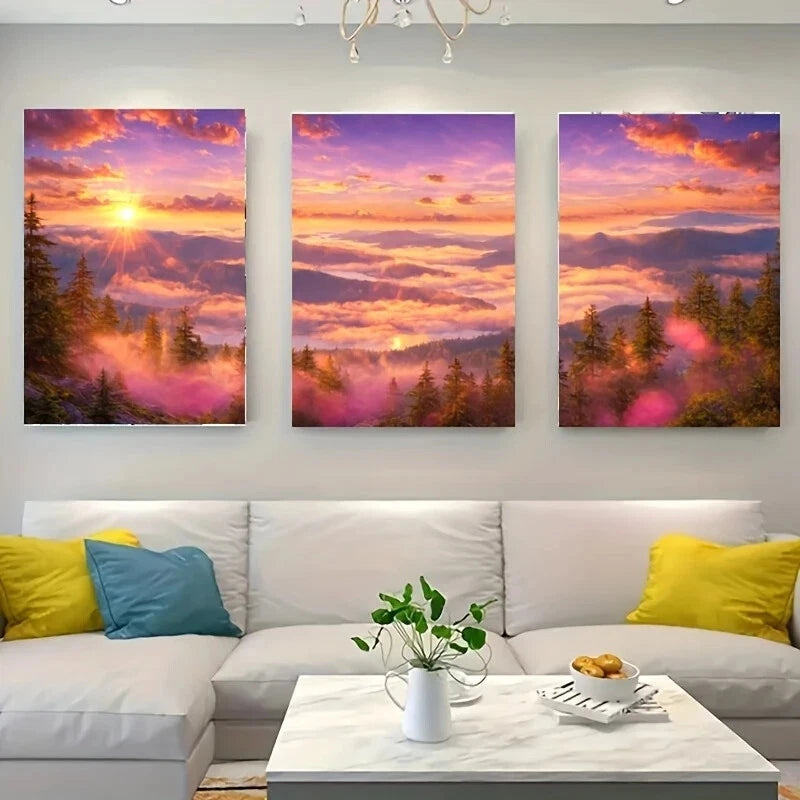 3-Piece Stunning Sunset White Wolf Metal Wall Art Prints - Ready to Hang Home Decor for Living Room, Bedroom & Office