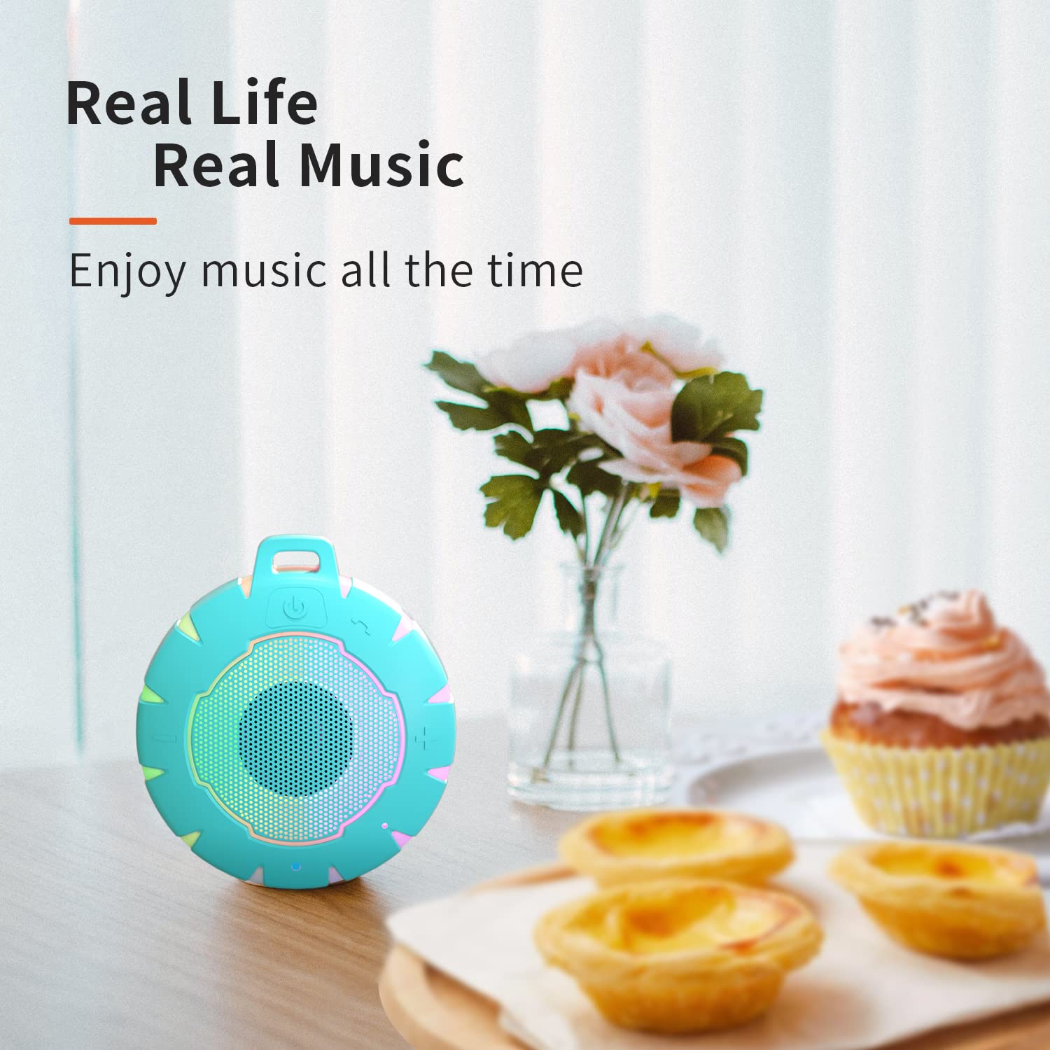 HEYSONG Waterproof Bluetooth Speaker - Portable Shower Speaker with HD Sound, IPX7 Waterproof for Pool, Beach, Kayaking - Perfect Gift for Women, Men, Teens - Great for Bathroom, Outdoor Adventures & Travel
