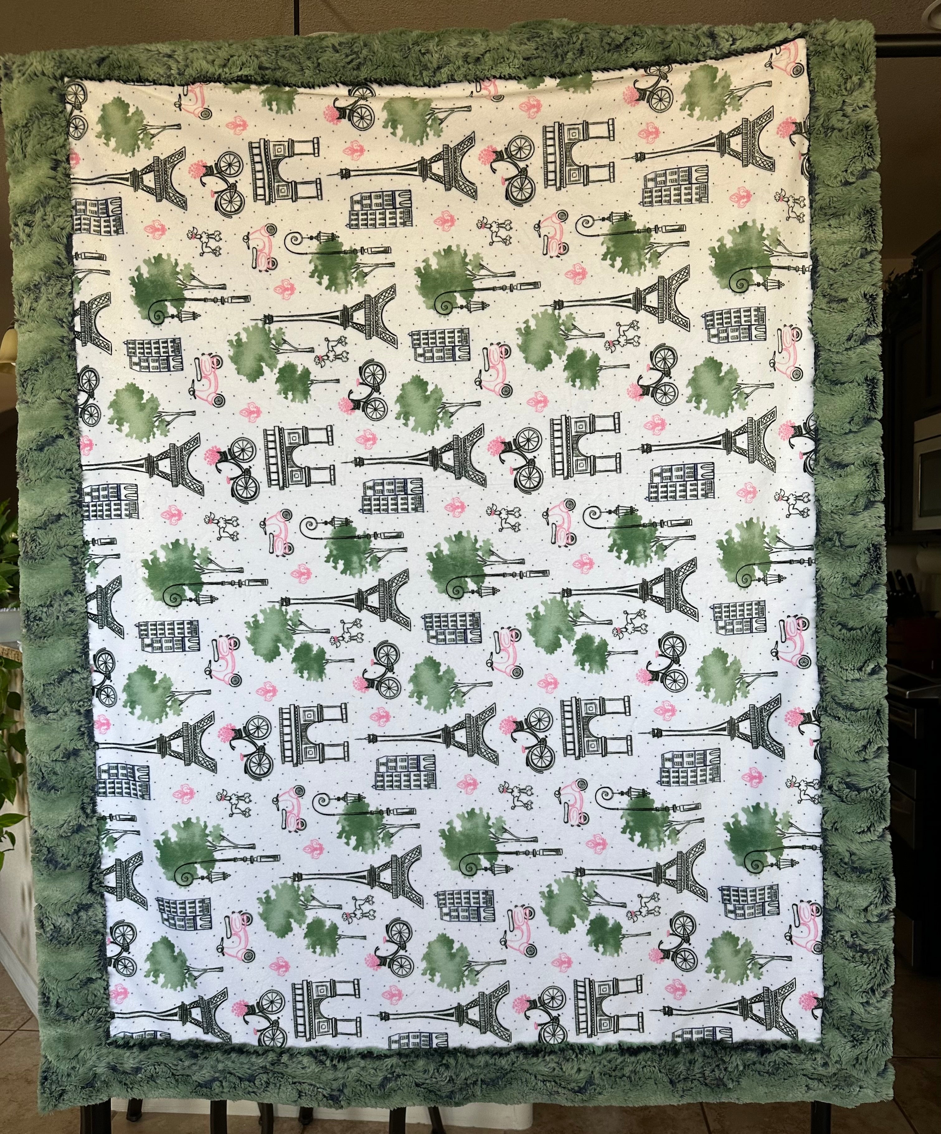 Paris Snow on Wild Rabbit Artichoke Toddler Blanket 45x55 - Soft Baby Blanket for Boys & Girls - Nursery, Stroller, Car Seat & Travel Essential