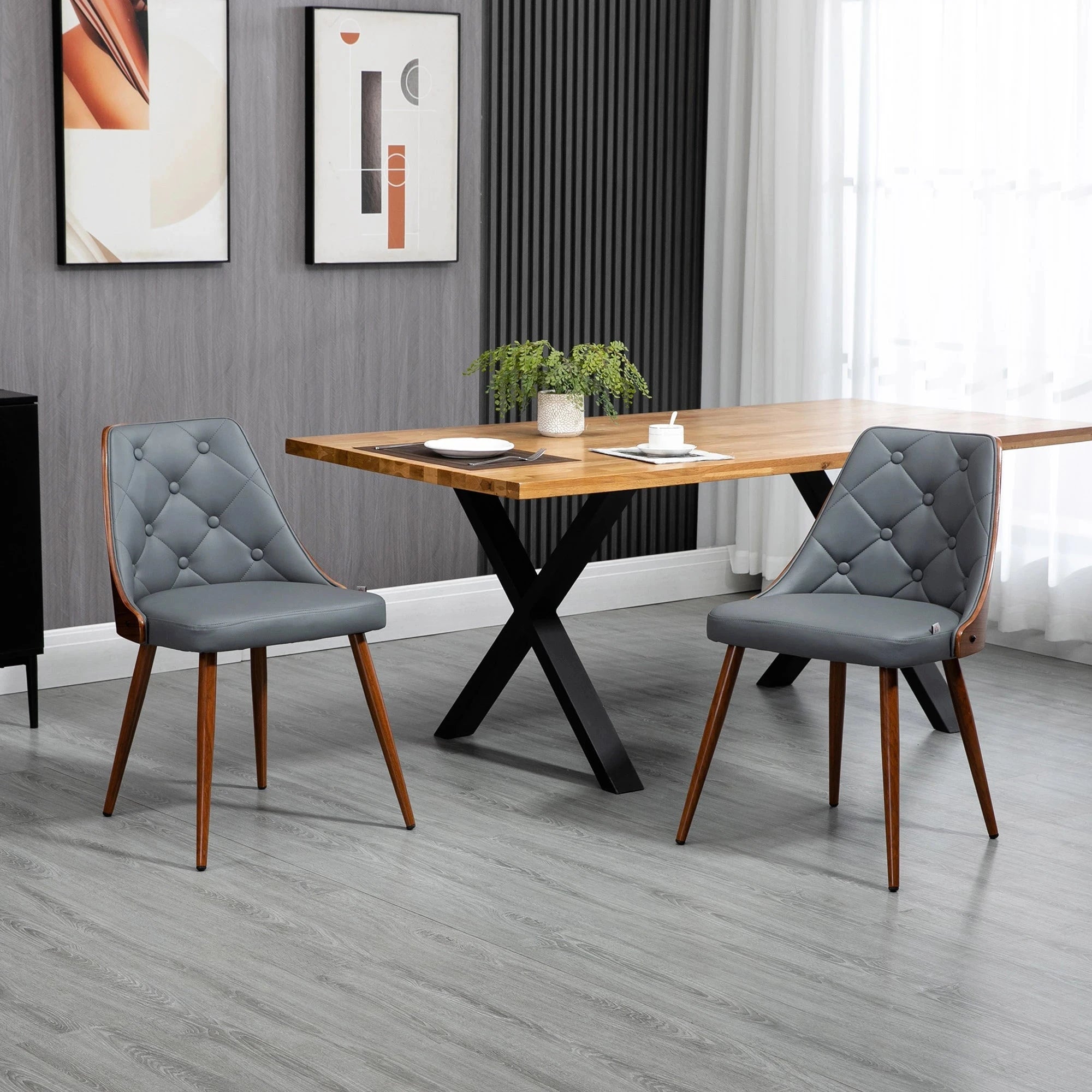 Premium Tufted Faux Leather Dining Chairs Set of 2 - Modern Kitchen & Dining Room Furniture - Available in Black & Brown for Home, Restaurant & Office Decor