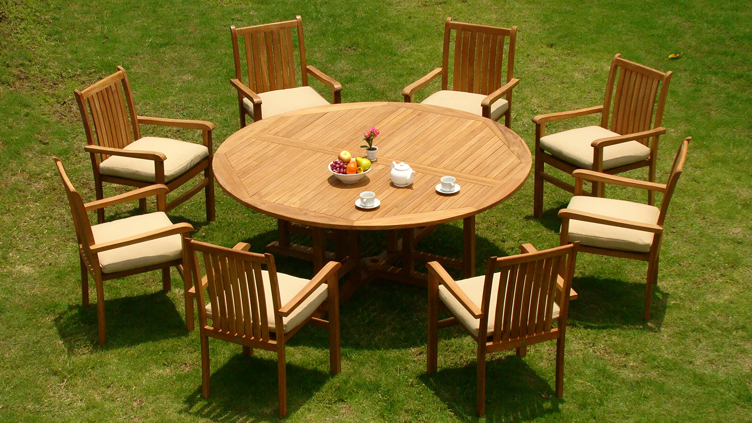 Premium Grade-A Teak Wood 9-Piece Outdoor Dining Set - 72