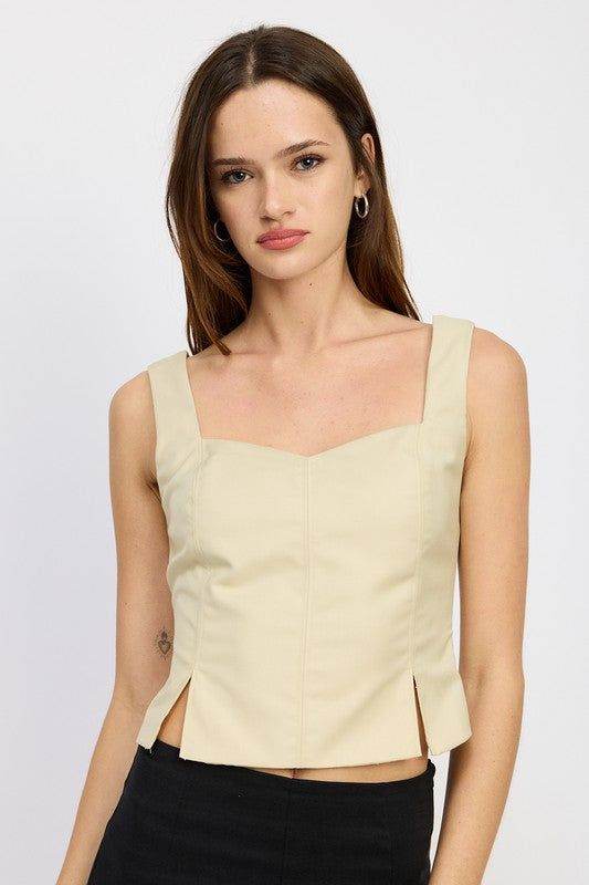 Sexy Bustier Top with Slit Detail - Women's Fashion Corset Top for Night Out, Date Night & Special Occasions