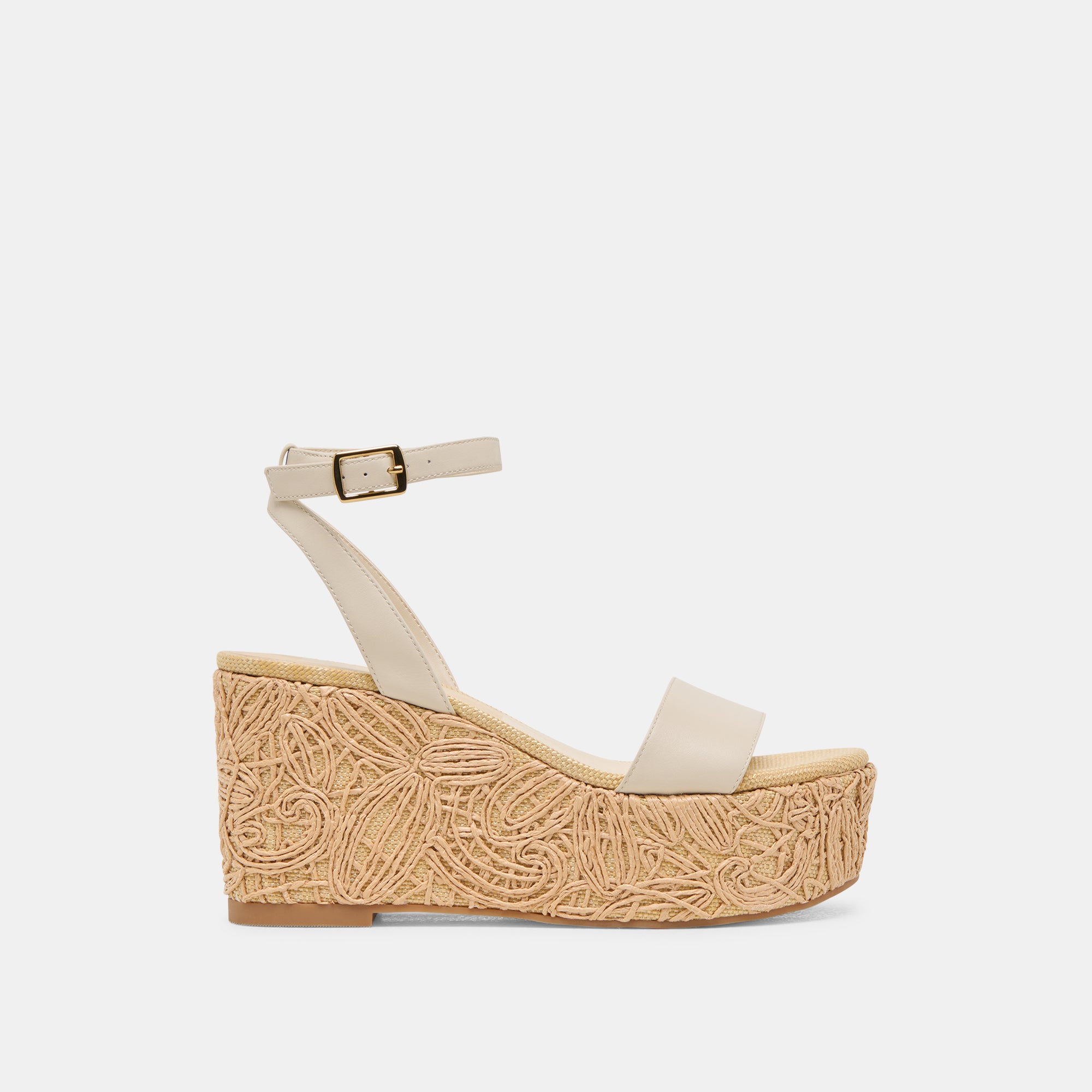 TALISA Women's Ivory Leather Wedge Sandals - Comfortable Casual Shoes for Summer, Beach, and Outdoor Activities