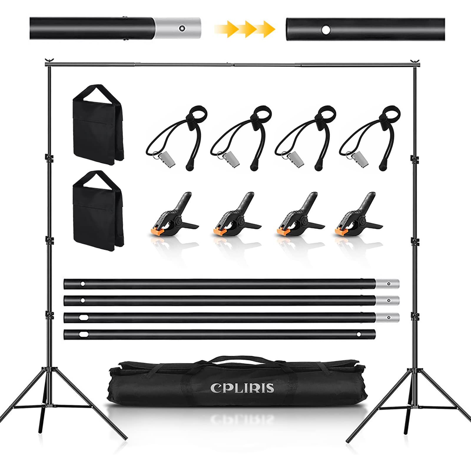 8.5x10ft Adjustable Backdrop Stand Kit for Party Decorations, Baby Showers & Photography - Includes Spring Clamps, Backdrop Clips, Sandbag & Carrying Bag - Perfect for Events, Weddings, Photo Studios & Home Decor