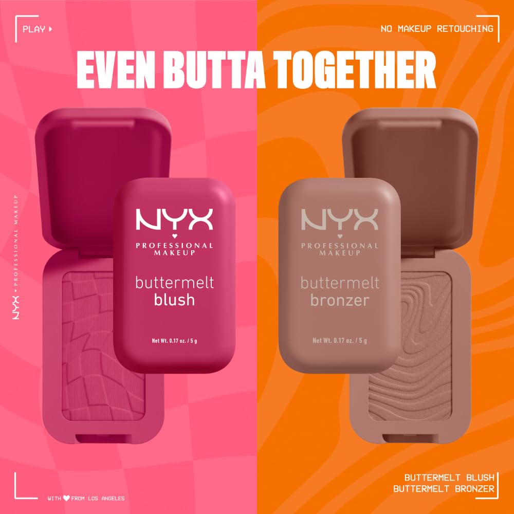NYX Professional Makeup Buttermelt Powder Blush - Long-Lasting 12HR Fade & Transfer-Resistant Vegan Blush for Natural Flush | Perfect for Everyday Wear, Date Night & Special Occasions