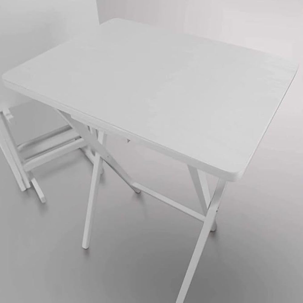 5-Piece Solid Wood Folding Laptop Desk Set - Adjustable Portable Computer Stand, Lightweight Workstation for Gaming & Office Use - Multi-Purpose Snack Tray & Decorative Table (White) - Perfect for Home Office, Dorm Room & Small Spaces
