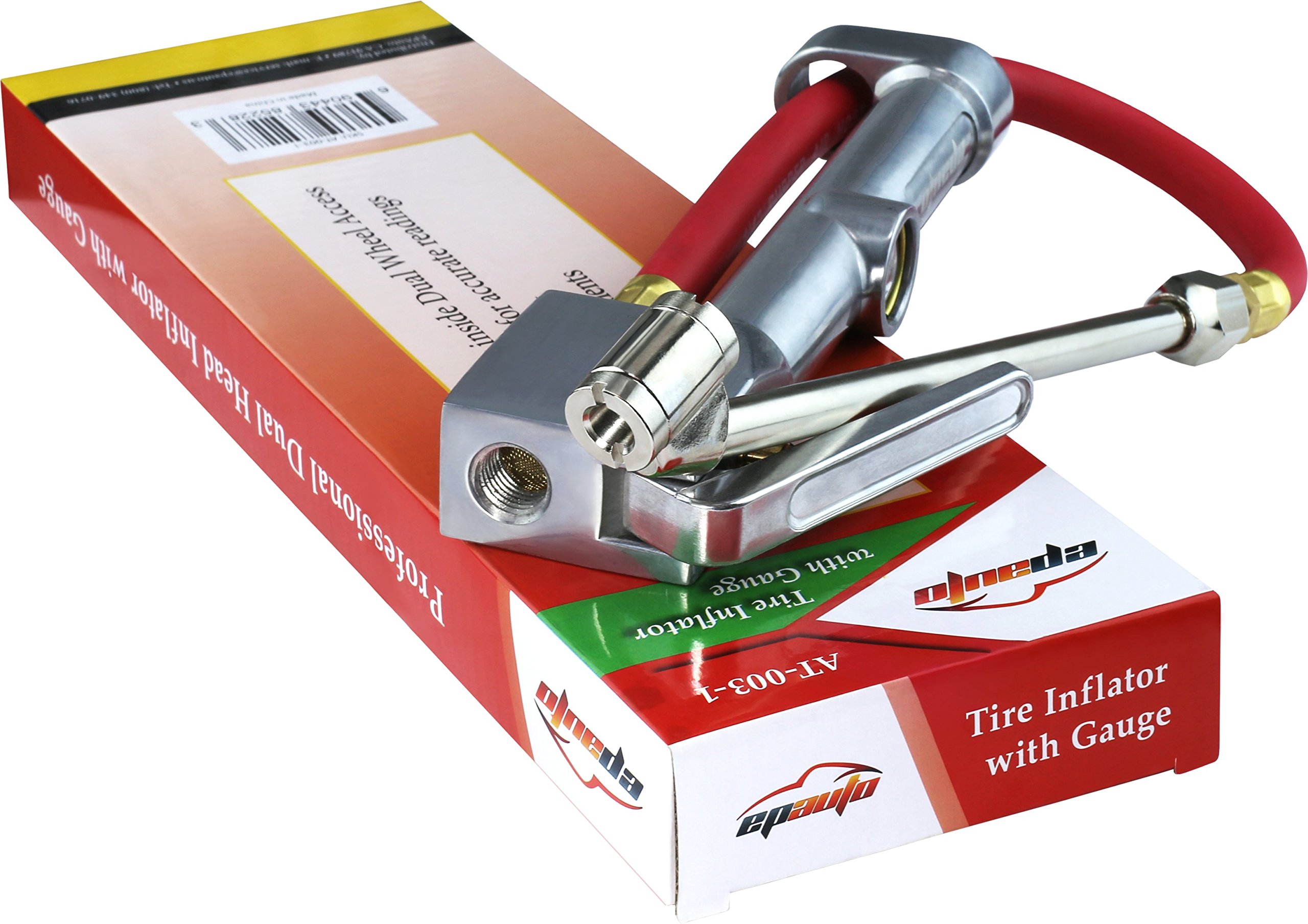 EPAuto Heavy Duty Dual Head Tire Inflator Gauge with 12
