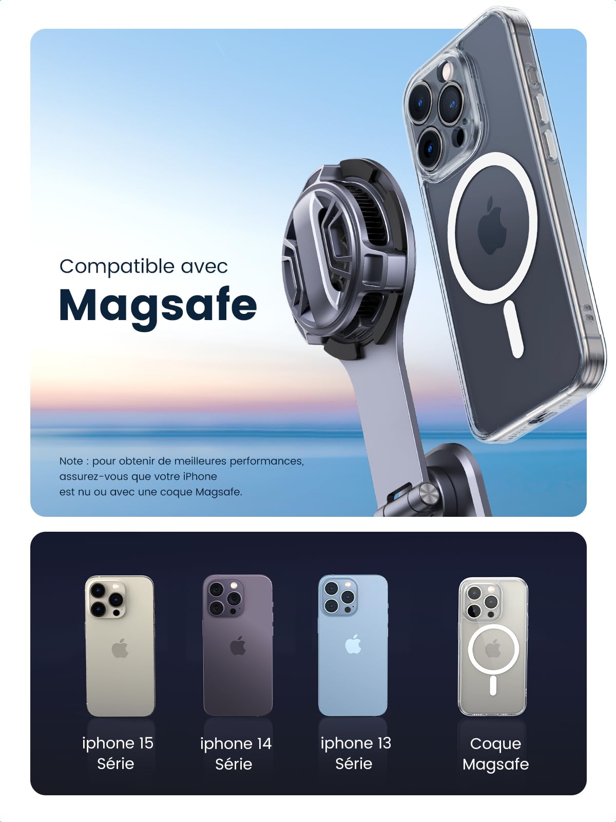 UGREEN Magnetic Car Phone Holder & Wireless Charger - 15W Fast Charging, Strong Magnet, Compatible with iPhone 15/14/13/12 Pro Max/Plus/Mini, Samsung Galaxy - Perfect for Safe Driving & Hands-Free Navigation