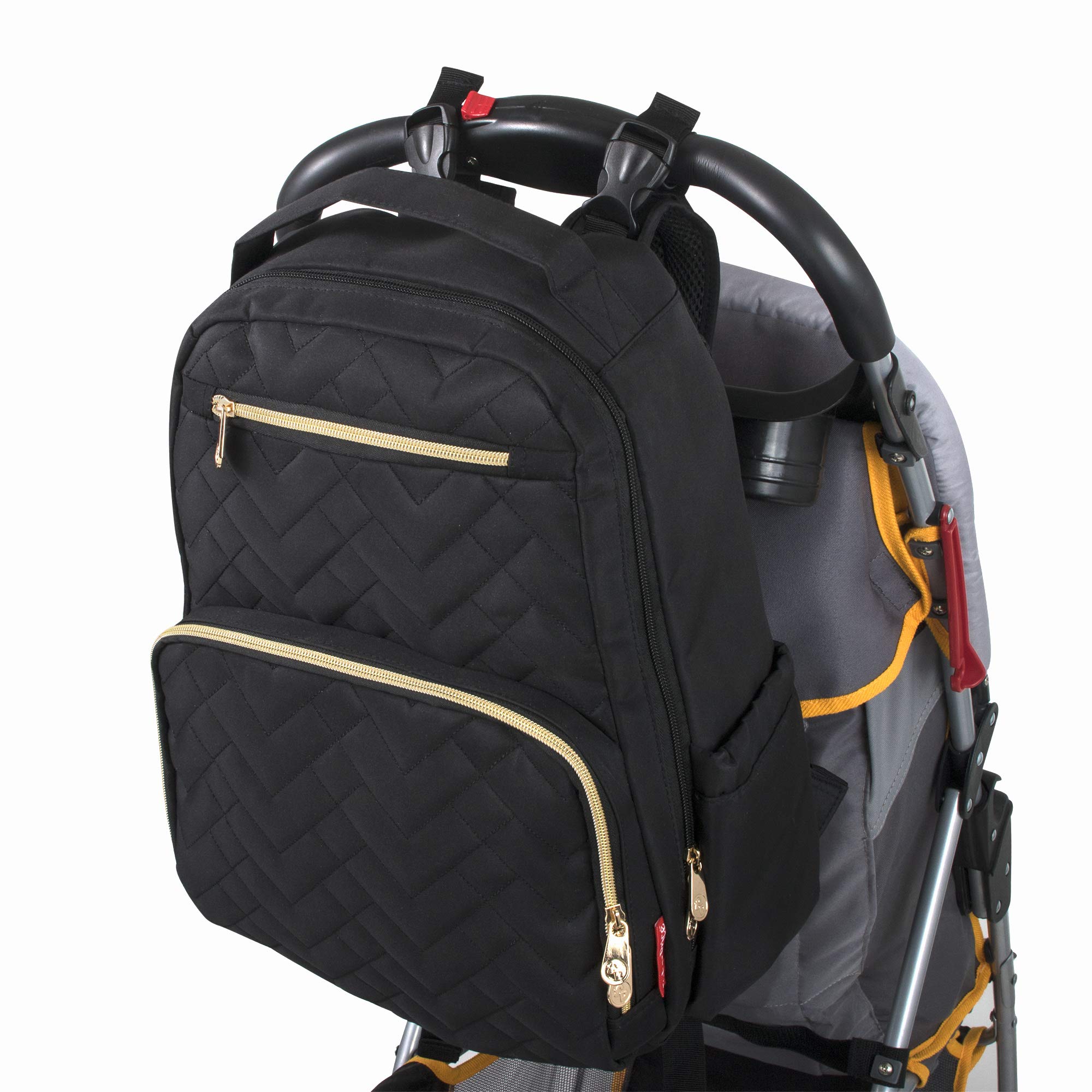Fisher-Price Morgan Quilted Backpack for Kids - Stylish Black School Bag with Adjustable Straps - Perfect for School, Travel & Daycare Essentials