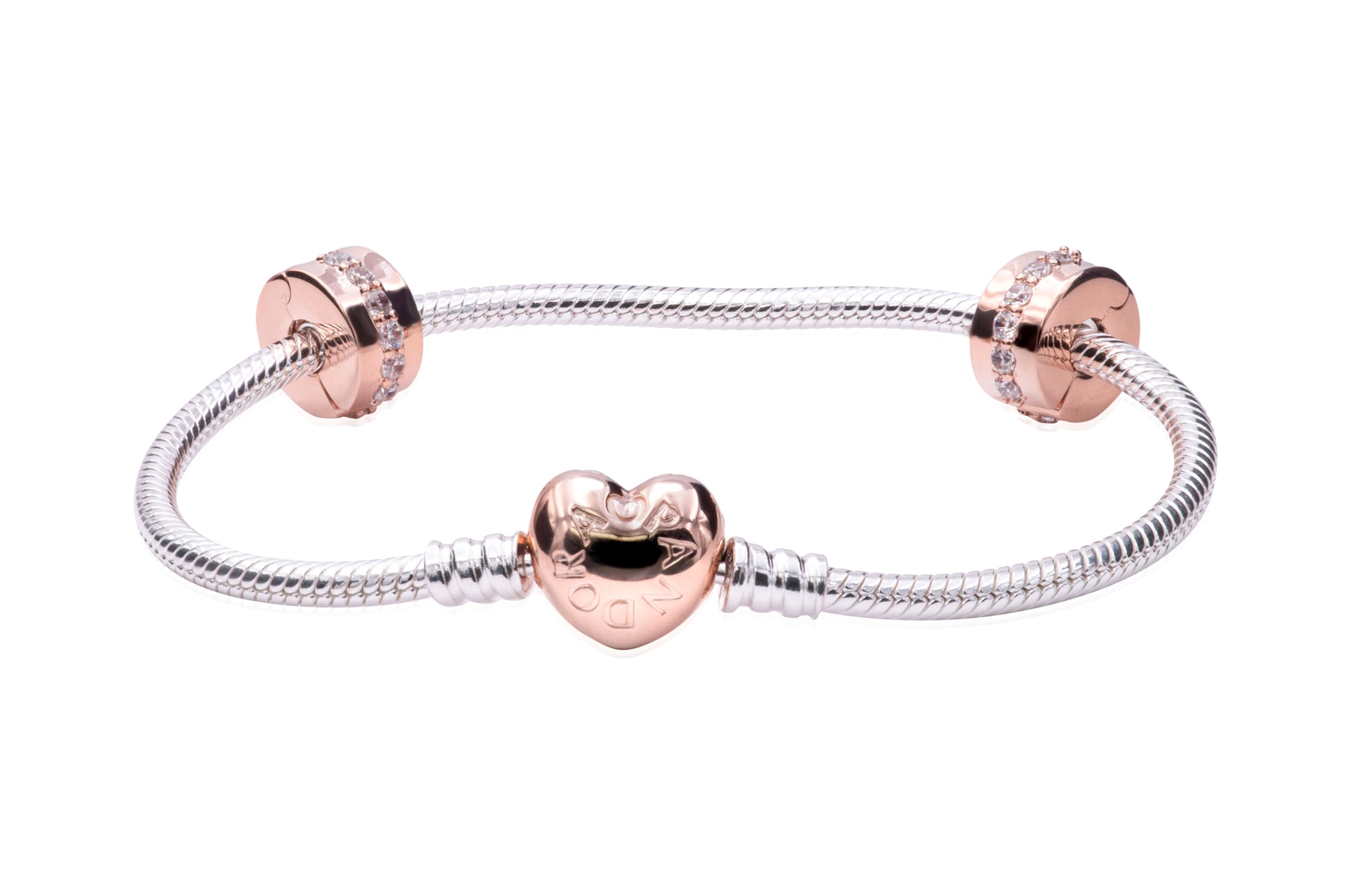 PANDORA Rose Heart Clasp Bracelet - 19cm (7.5 inches) Iconic Gift Set for Women - B801514-19 | Perfect for Valentine's Day, Anniversary & Romantic Gifts