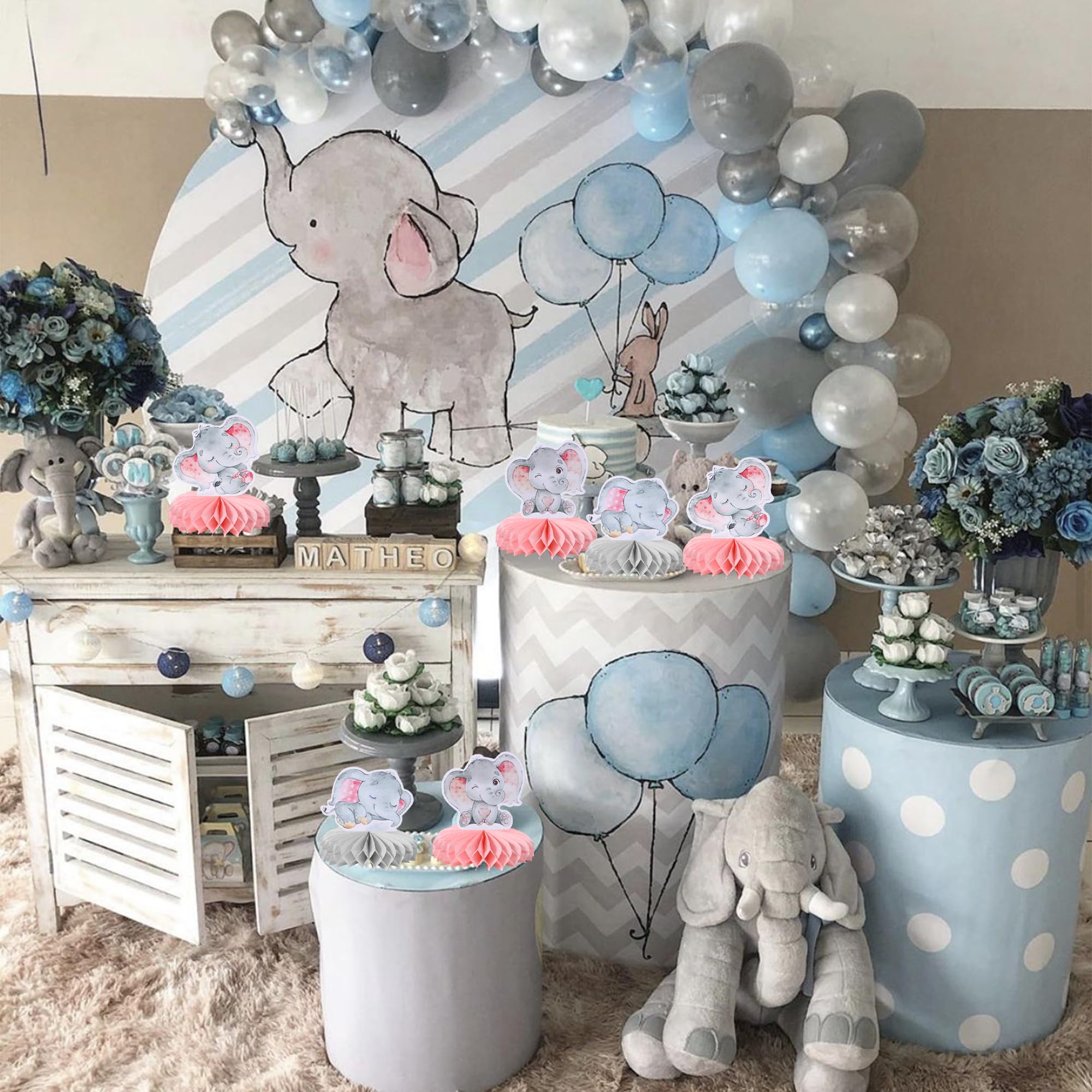 6 PCS Pink Elephant Honeycomb Table Centerpieces for Baby Shower, Gender Reveal & Birthday Party Decorations - Elephant Theme Party Supplies (Perfect for It's a Girl Celebration, Nursery Decor & Table Toppers)