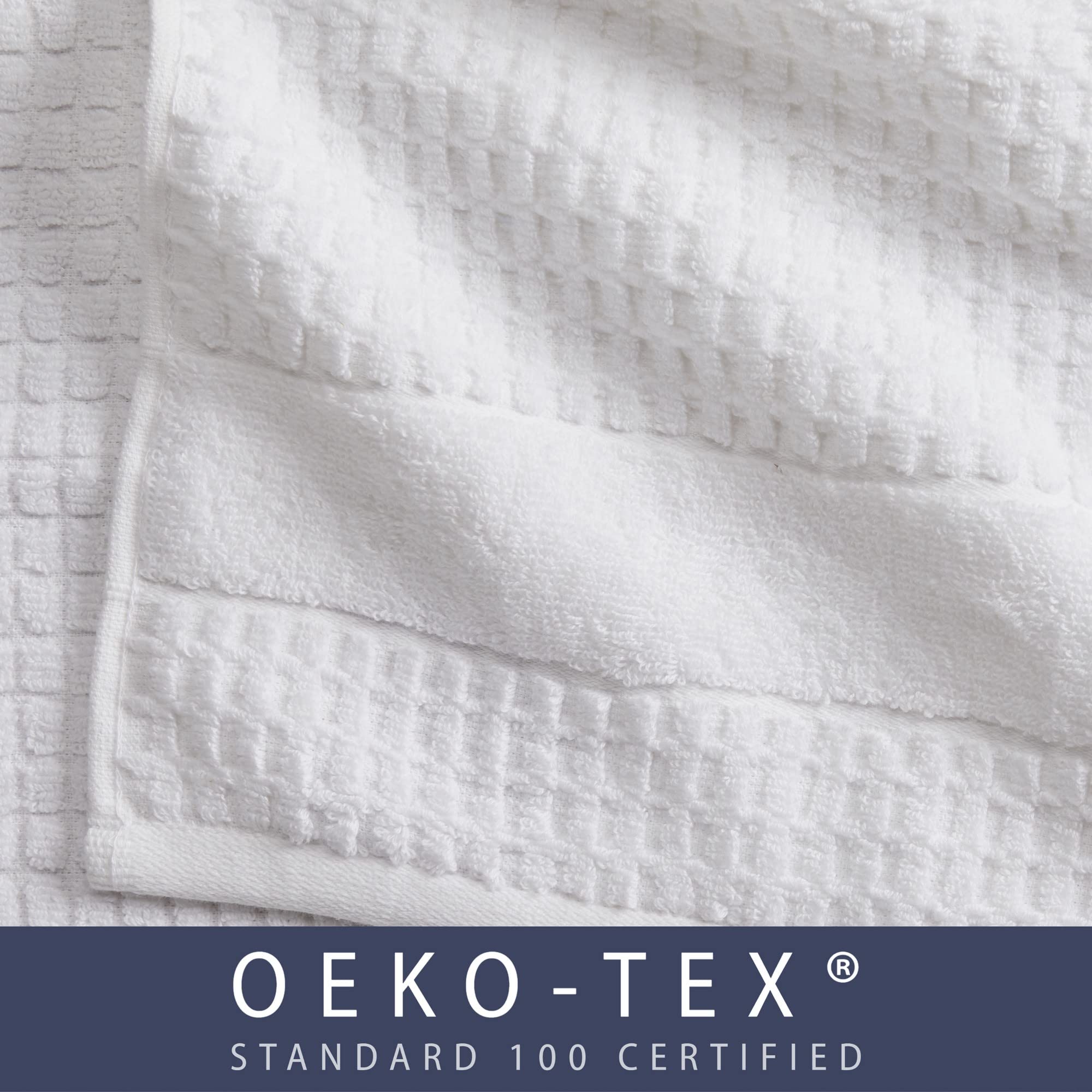 Luxury 100% Cotton Super Soft Bath Towel Set - Quick-Dry, Highly Absorbent Waffle Textured Towels (550 GSM) | 2 Bath Towels, 2 Hand Towels & 2 Washcloths | Harper Collection in White | Perfect for Spa, Bathroom & Hotel Use