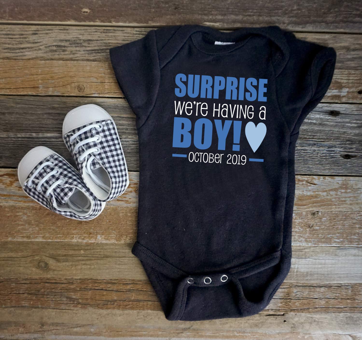 Gender Reveal Baby Onesie - 'Surprise We're Having a BOY' or 'It's a Girl' Outfit for Pregnancy Announcement & Newborn Photo Shoots