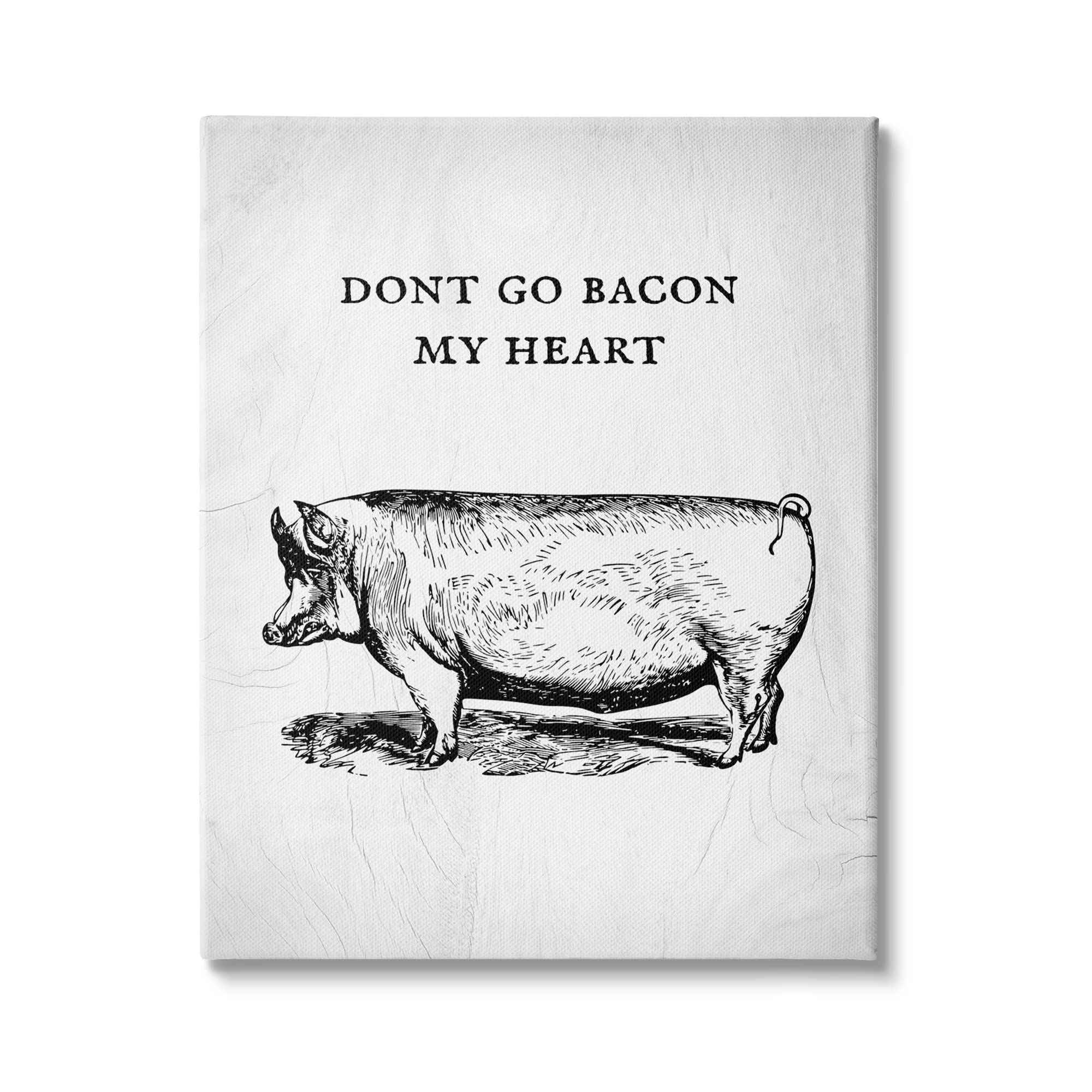 Stupell Industries 'Don't Go Bacon My Heart' Funny Pig Phrase Canvas Wall Art - 36
