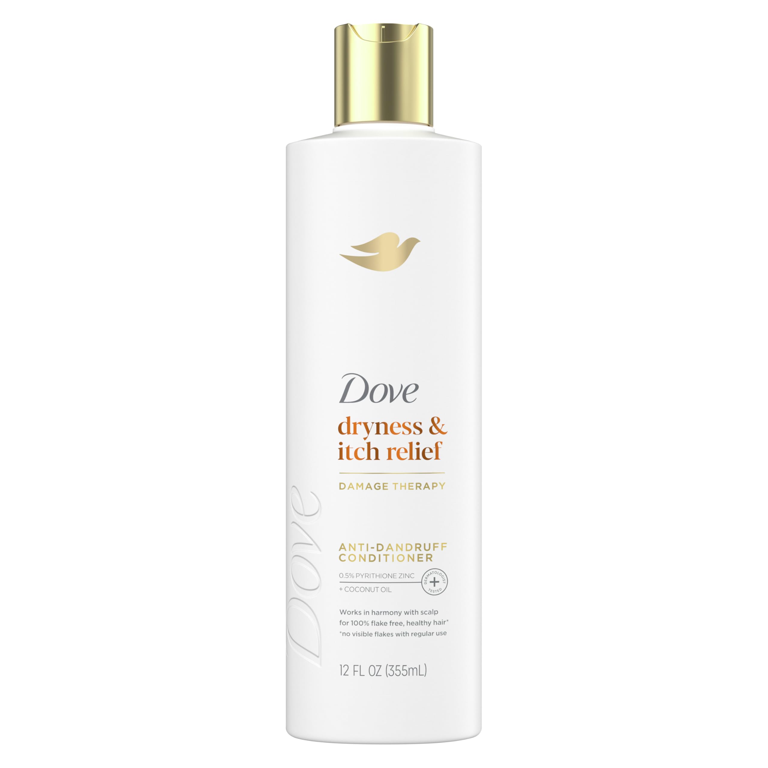 Dove Damage Therapy Derma Conditioner for Dry & Itchy Scalp - Pyrithione Zinc & Coconut Oil Formula (12 Fl Oz) - Soothes Flaky Scalp & Restores Hair Health - Perfect for Daily Use & Sensitive Scalp Care