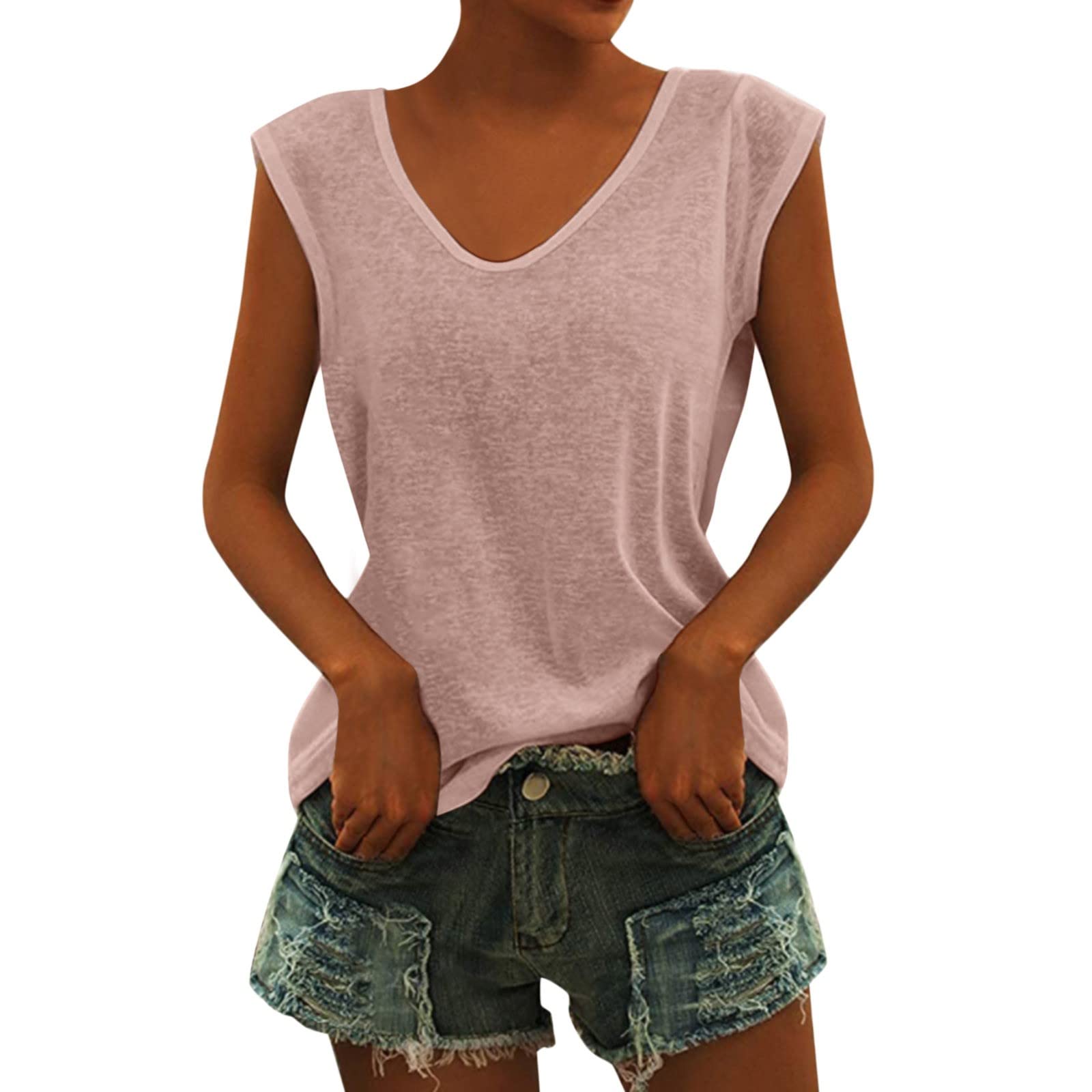 Women's Loose Tank Tops - Summer Casual Sleeveless V-Neck Cami Tee Shirts & Blouses | Breathable Comfort for Yoga, Beach, Travel & Everyday Wear