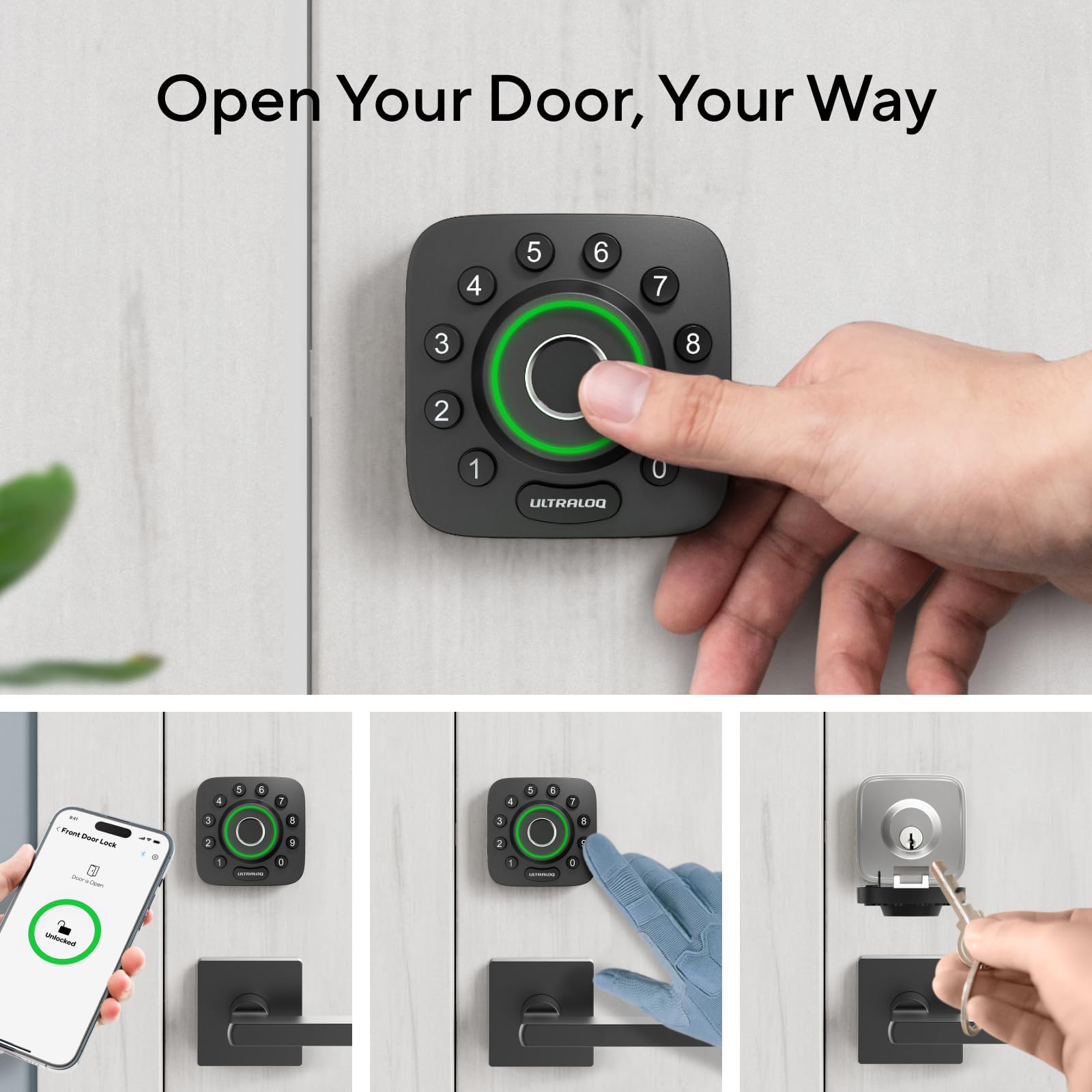 Ultraloq U-Bolt Pro Smart Lock - Keyless Entry Bluetooth Fingerprint Door Lock with Anti-Peep Keypad & Auto Unlock | IP65 Waterproof Smart Deadbolt for Front Door Security | Perfect for Homes, Apartments & Vacation Rentals
