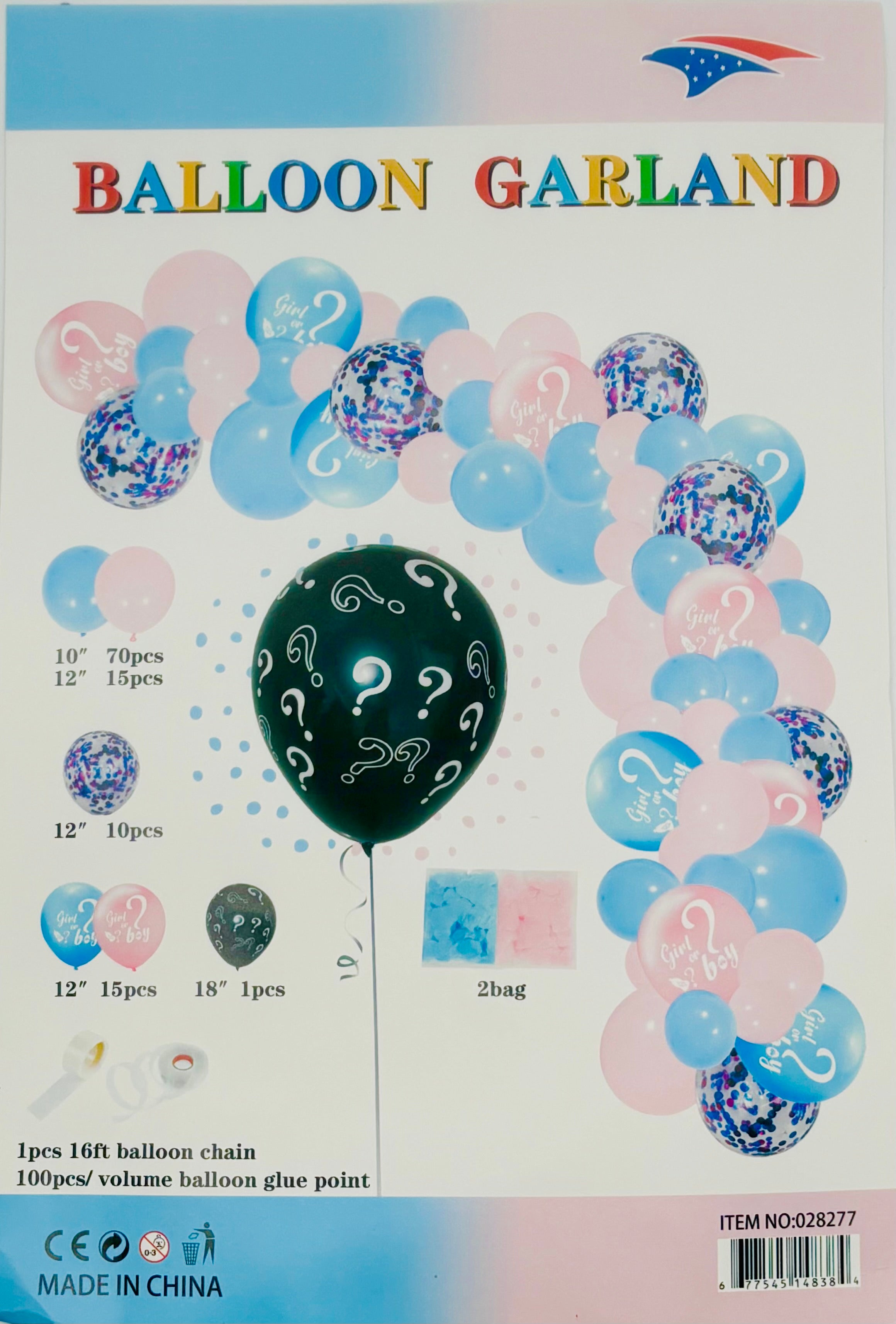 Gender Reveal Balloon Garland Kit - 1 Count for Baby Shower, Birthday Party & Gender Announcement Decorations