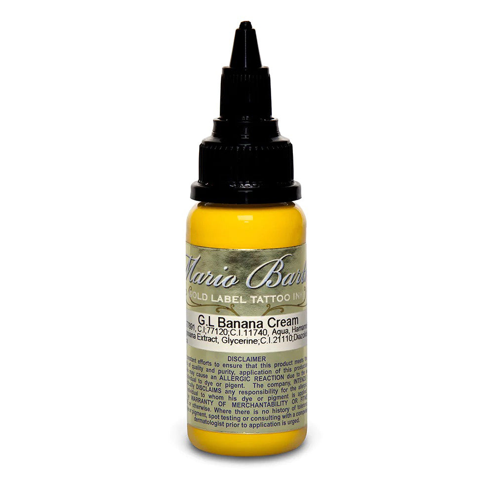 Banana Cream Mario Barth Gold Label Tattoo Ink by Intenze - 1oz Bottle for Professional Tattoo Artists & Body Art Enthusiasts - Perfect for Color Blending & Vibrant Tattoo Designs