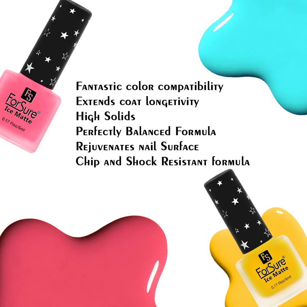 ForSure® Ice Matte Nail Polish Set - 12 Piece Multicolor Nail Paint Kit (FSMNP_08) | Long Lasting Gel Effect for Manicure, Pedicure & Nail Art | Perfect for Parties, Weddings & Everyday Wear