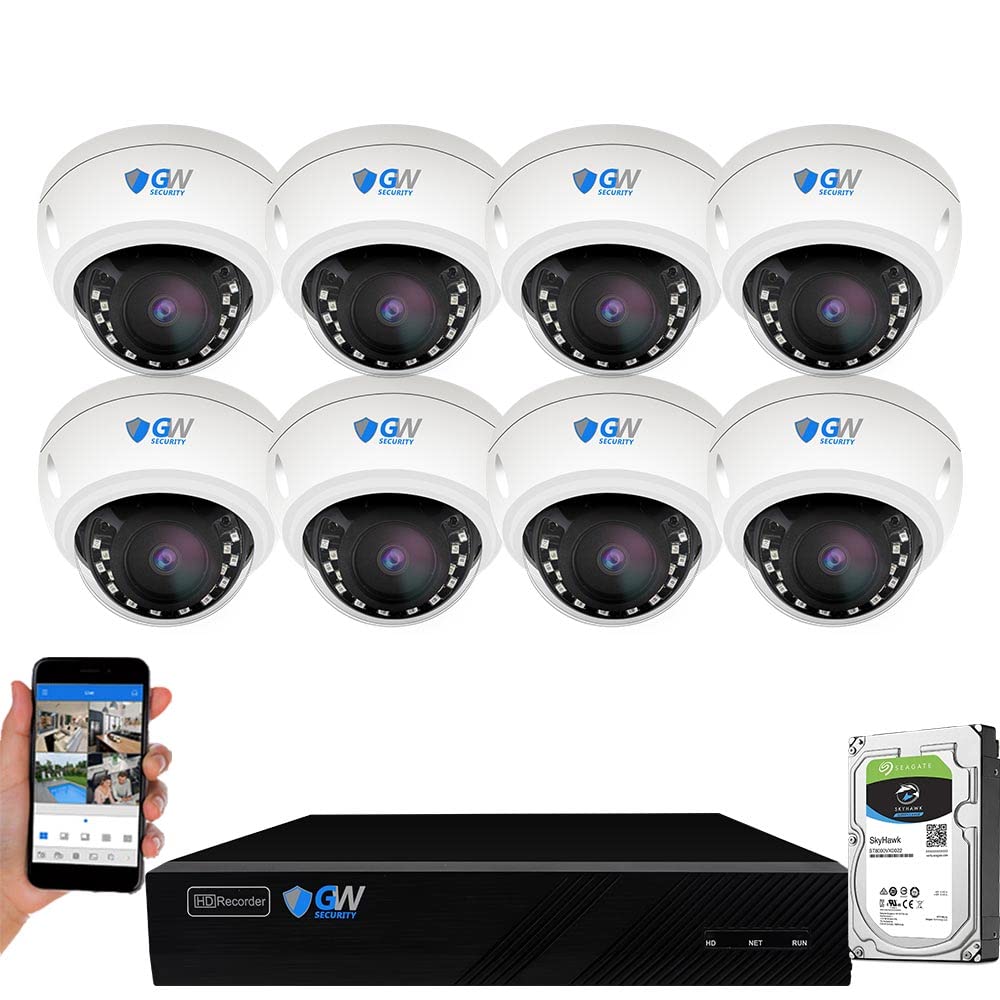 GW Security 8 Channel 4K NVR System with 8MP AI Human/Vehicle Detection | Starlight Color Night Vision | 8 UHD 4K 2160P PoE Weatherproof Dome Cameras | Indoor/Outdoor Security Camera System for Home & Business Surveillance