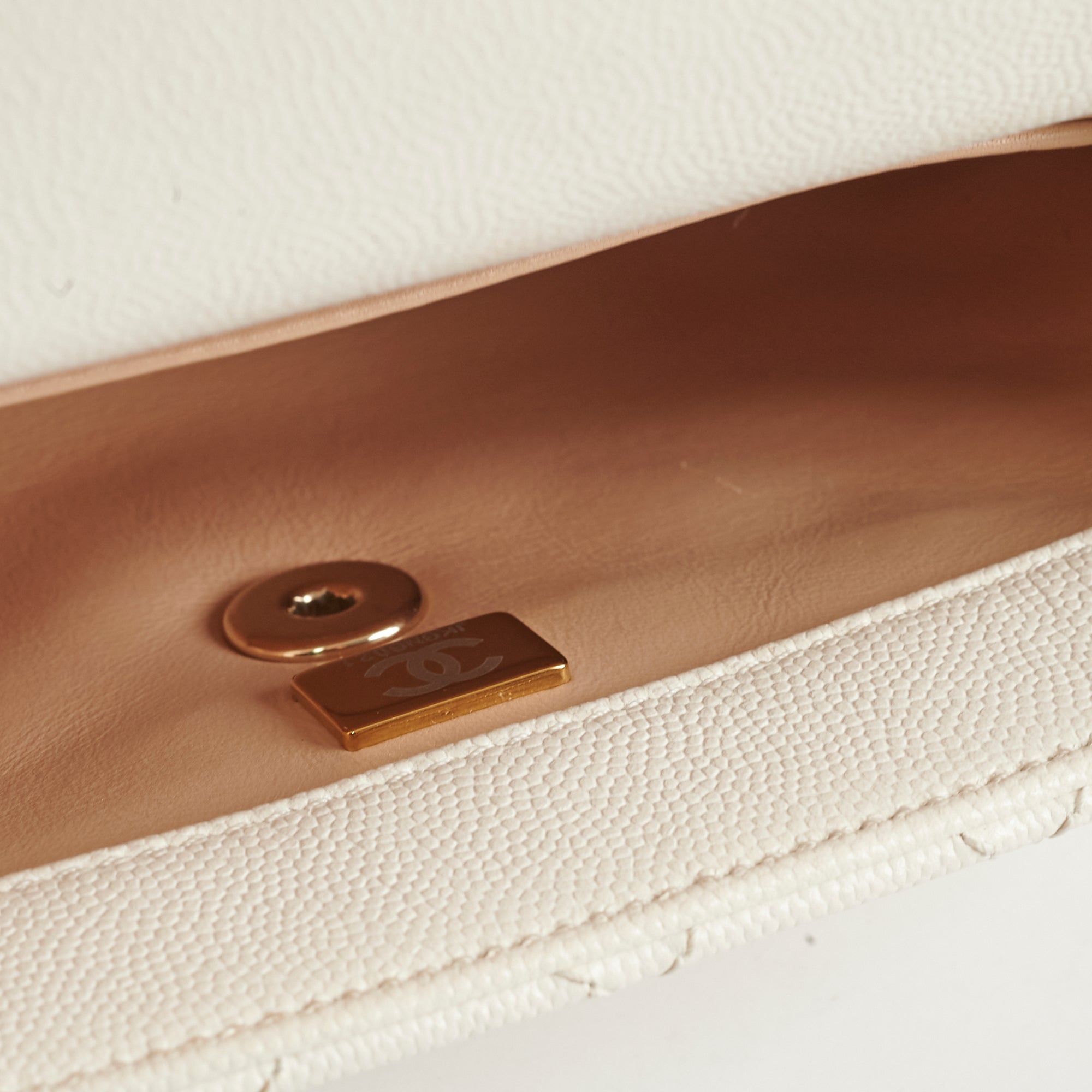 Chanel Small Coco Handle Bag in Caviar Leather with Gold Hardware - White Luxury Crossbody Purse for Women, Perfect for Date Night & Special Occasions