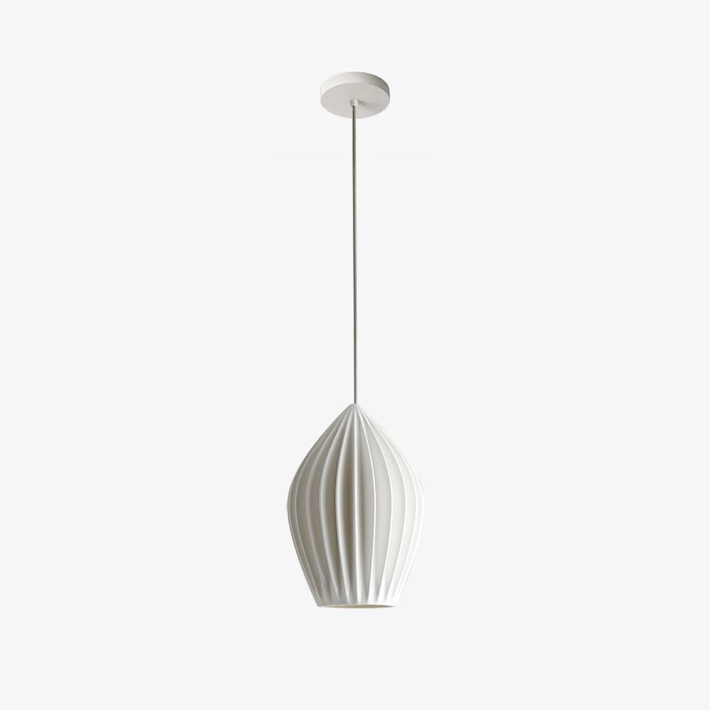 Modern Ceramic Ribbed Pendant Light Fixture - Handcrafted Farmhouse Ceiling Lamp for Kitchen, Dining Room & Bedroom Lighting