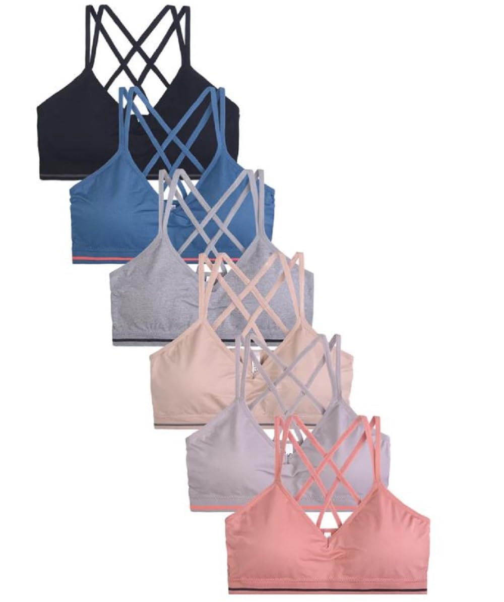 Sofra Women's 6-Pack Seamless Sports Bras - Comfortable Workout Tops for Yoga, Running & Gym - Moisture Wicking & Breathable Activewear