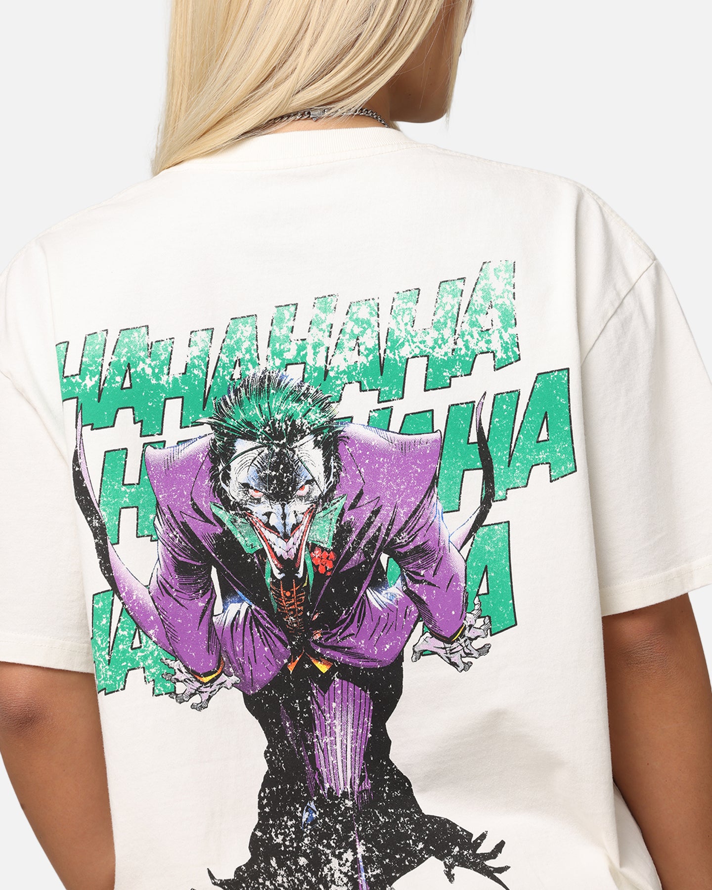 DC Batman The Joker Graphic T-Shirt - Vintage Heavy Cotton Tee for Men & Women - Off White - Perfect for Cosplay, Comic Con & Casual Wear