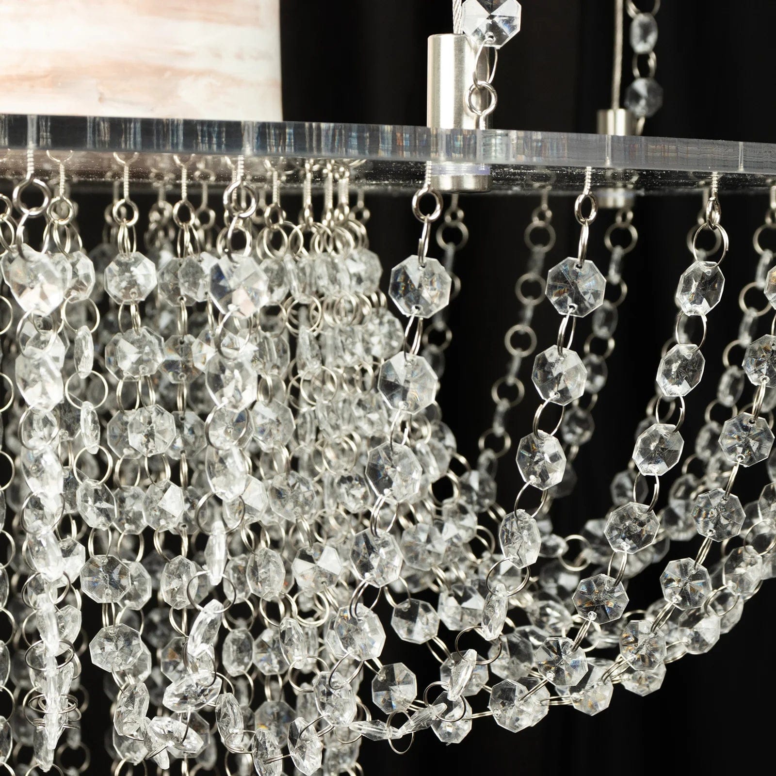 25 Round Acrylic Hanging Crystal Chandelier Cake Stand - Elegant Dessert Display for Weddings, Parties & Home Decor