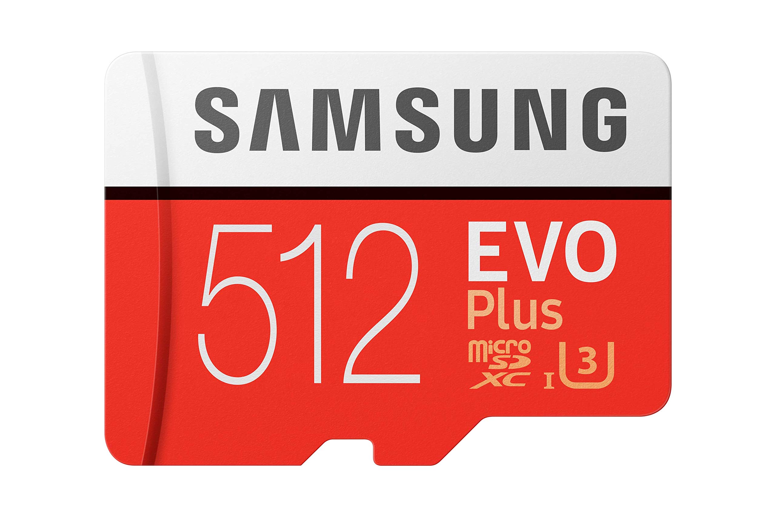 Samsung EVO Plus 512GB MicroSDXC UHS-I U3 Memory Card with Adapter - 100MB/s Read Speed for 4K UHD Video, Full HD, Smartphones, Drones, Action Cameras & Gaming Consoles (MB-MC512HA)