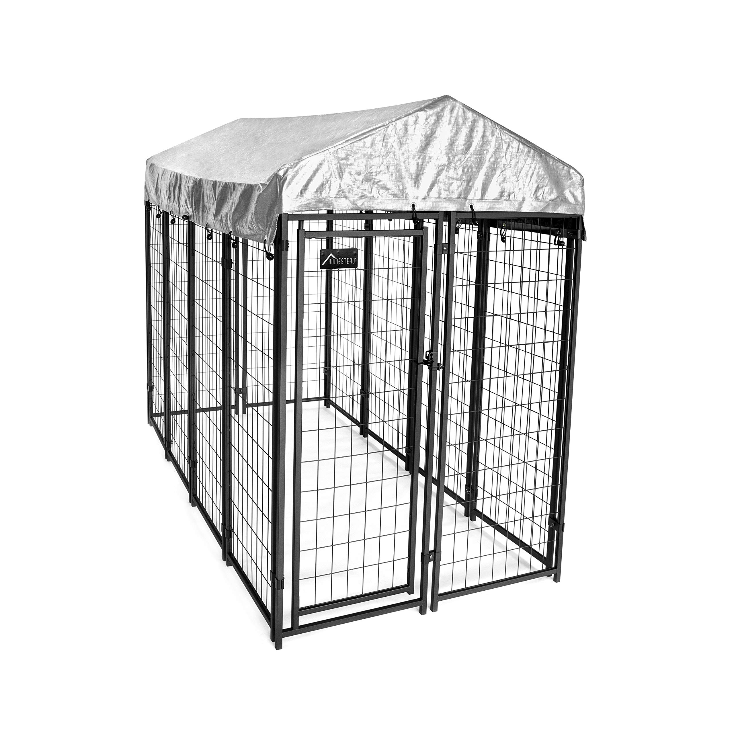 6'x4'x8' Welded Wire Dog Kennel Kit with Waterproof Cover - Durable Outdoor Pet Enclosure for Dogs, Puppies & Small Animals | Perfect for Backyard, Garden & Patio Use