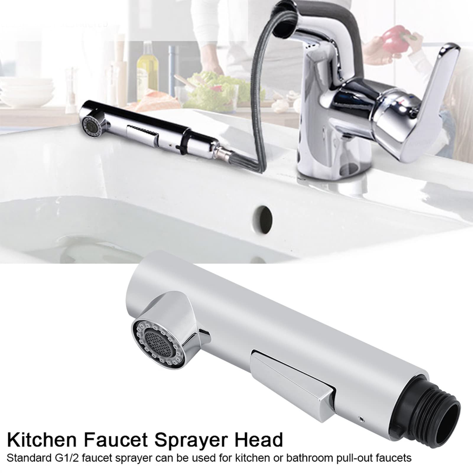 High-Quality Pull-Out Kitchen Faucet Spray Head Replacement - Durable Sink Sprayer with Adjustable Water Flow for Easy Dishwashing & Food Prep | Perfect for Modern Kitchens & Home Renovations