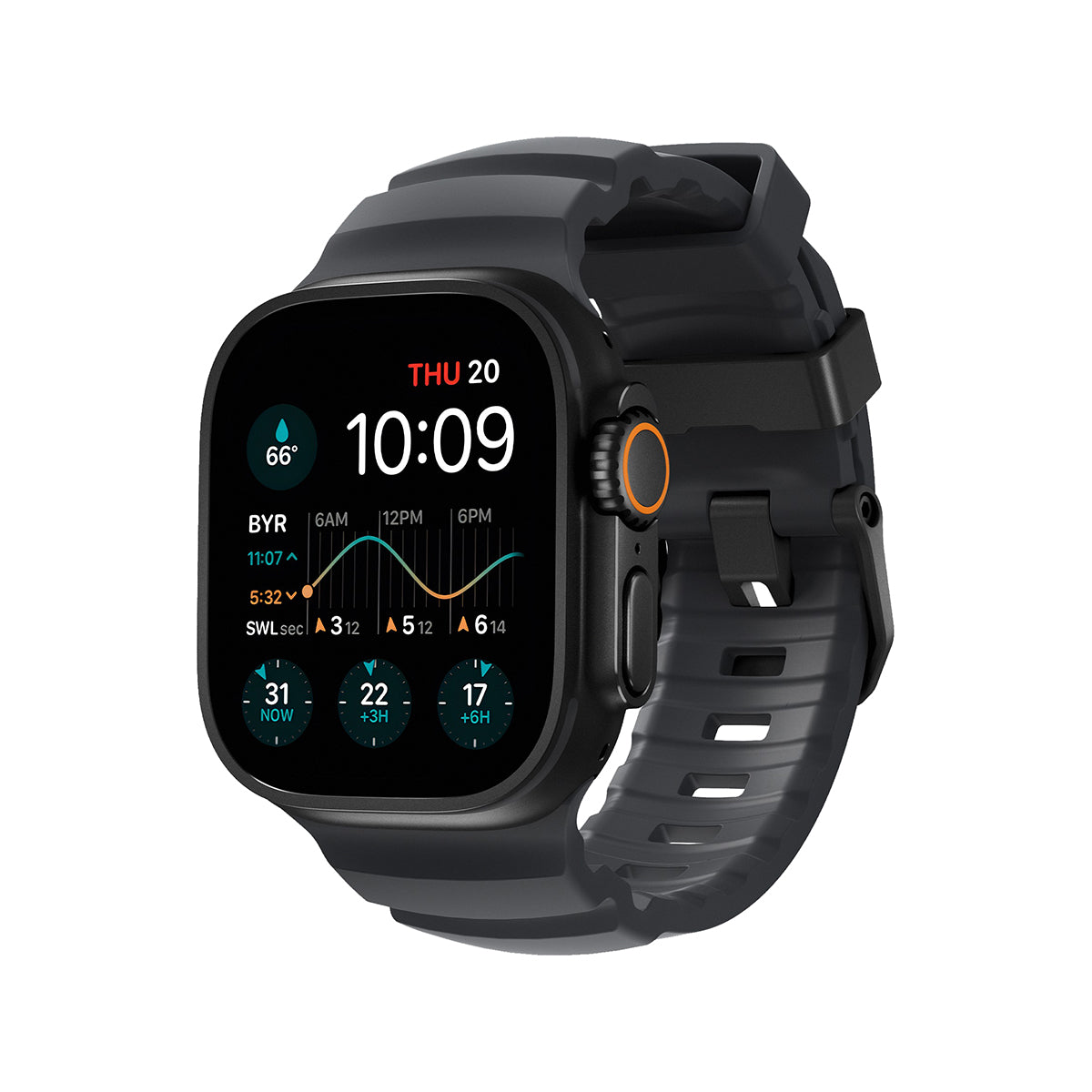 NOMAD Rocky Point Band for Apple Watch 44mm 46mm Ultra - Durable Titanium Hardware - Storm Black - Perfect for Outdoor Adventures & Active Lifestyles