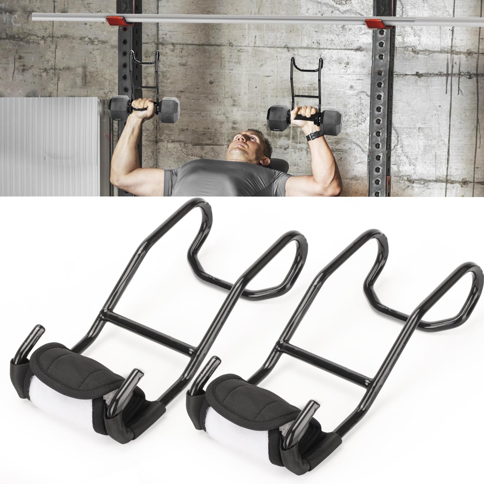Dumbbell Spotter Hooks for Bench Press - Safety & Performance Upgrade for Shoulder & Chest Workouts - Connect Dumbbells to Barbells - Ideal for Home Gyms & Weightlifting Training