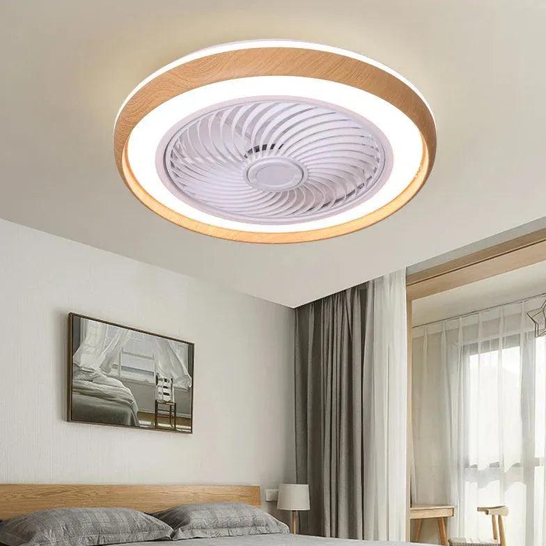Silent Modern Wooden Ceiling Fan with LED Light - Energy Efficient 52 Inch Indoor/Outdoor Cooling Fan for Bedroom, Living Room, Patio