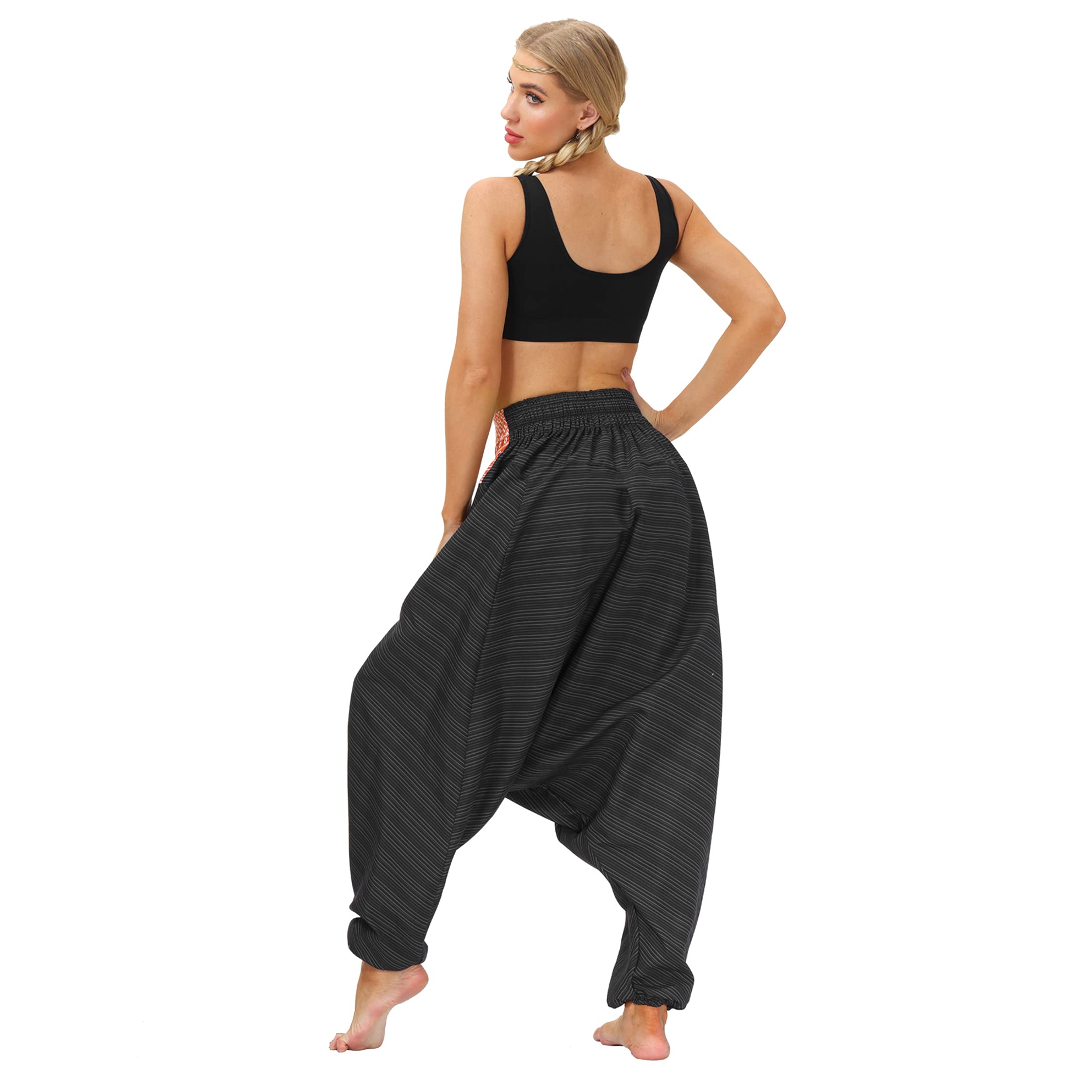 VISSAY Women's Boho Harem Pants - Smocked Waist Yoga Palazzo Pants for Summer, Beach & Casual Wear | Hippie Style Comfortable Lounge Pants for Travel, Meditation & Everyday Boho Fashion