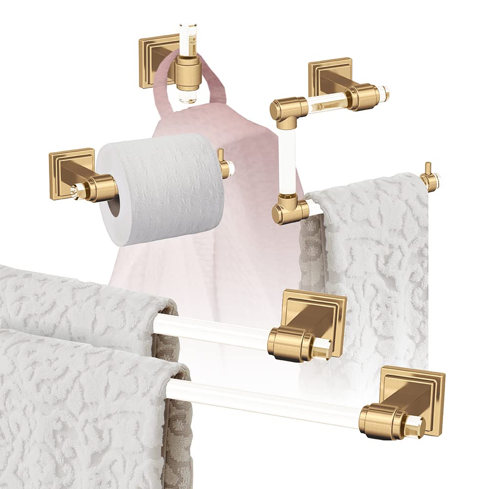 Amerock Glacio 5-Piece Bathroom Accessories Set in Clear Champagne Bronze - Perfect for Modern Bathroom Decor and Spa-Like Experience