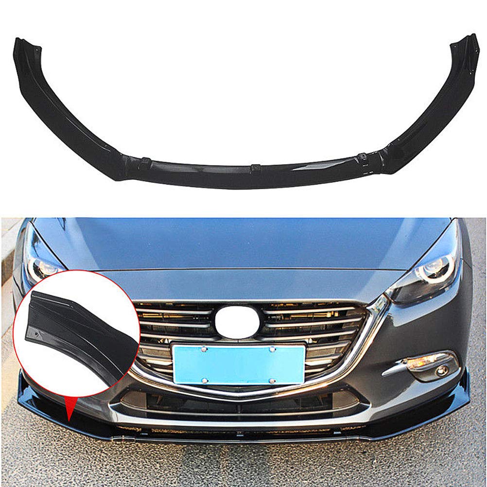 YOUNGERCAR Front Bumper Lip for Mazda 3 Axela 2017-2018 - Gloss Black PP for Sporty Look