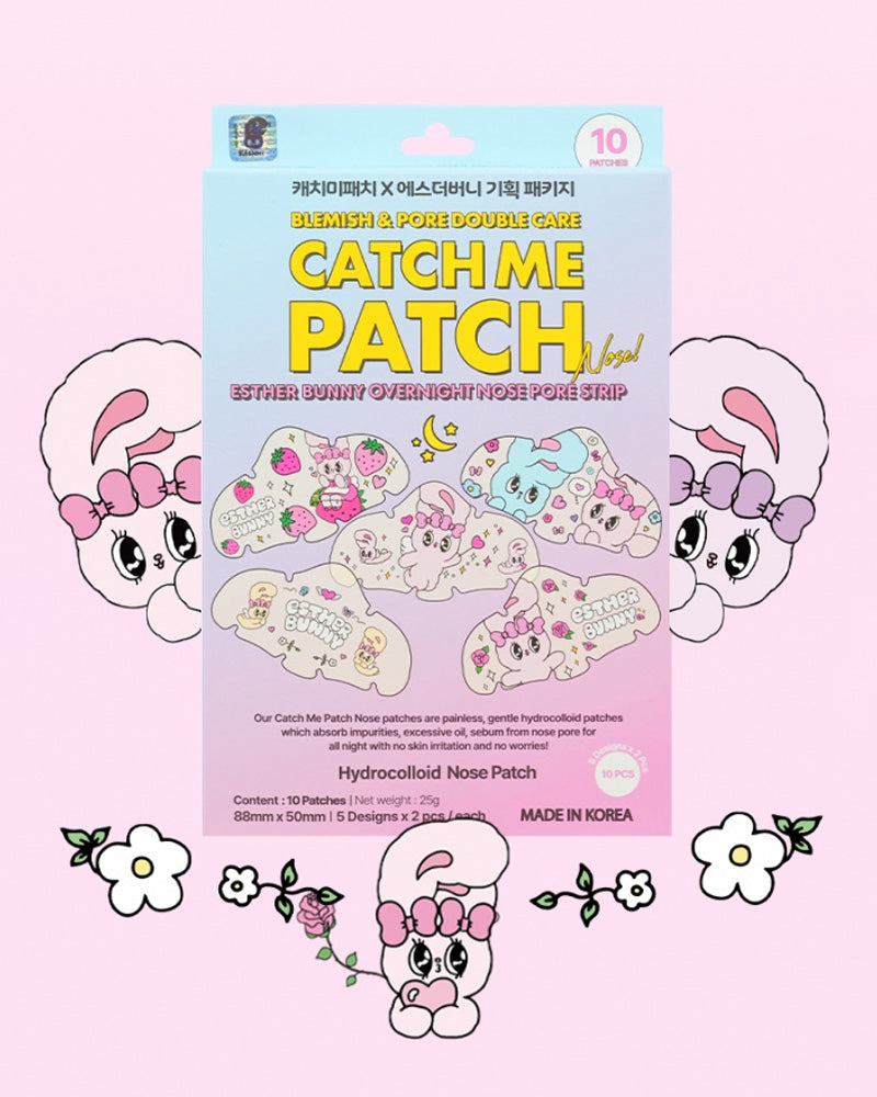 Esther Bunny Catch Me Patch Overnight Nose Pore Strips - Blackhead Remover for Deep Cleansing | Perfect for Nighttime Skincare Routine