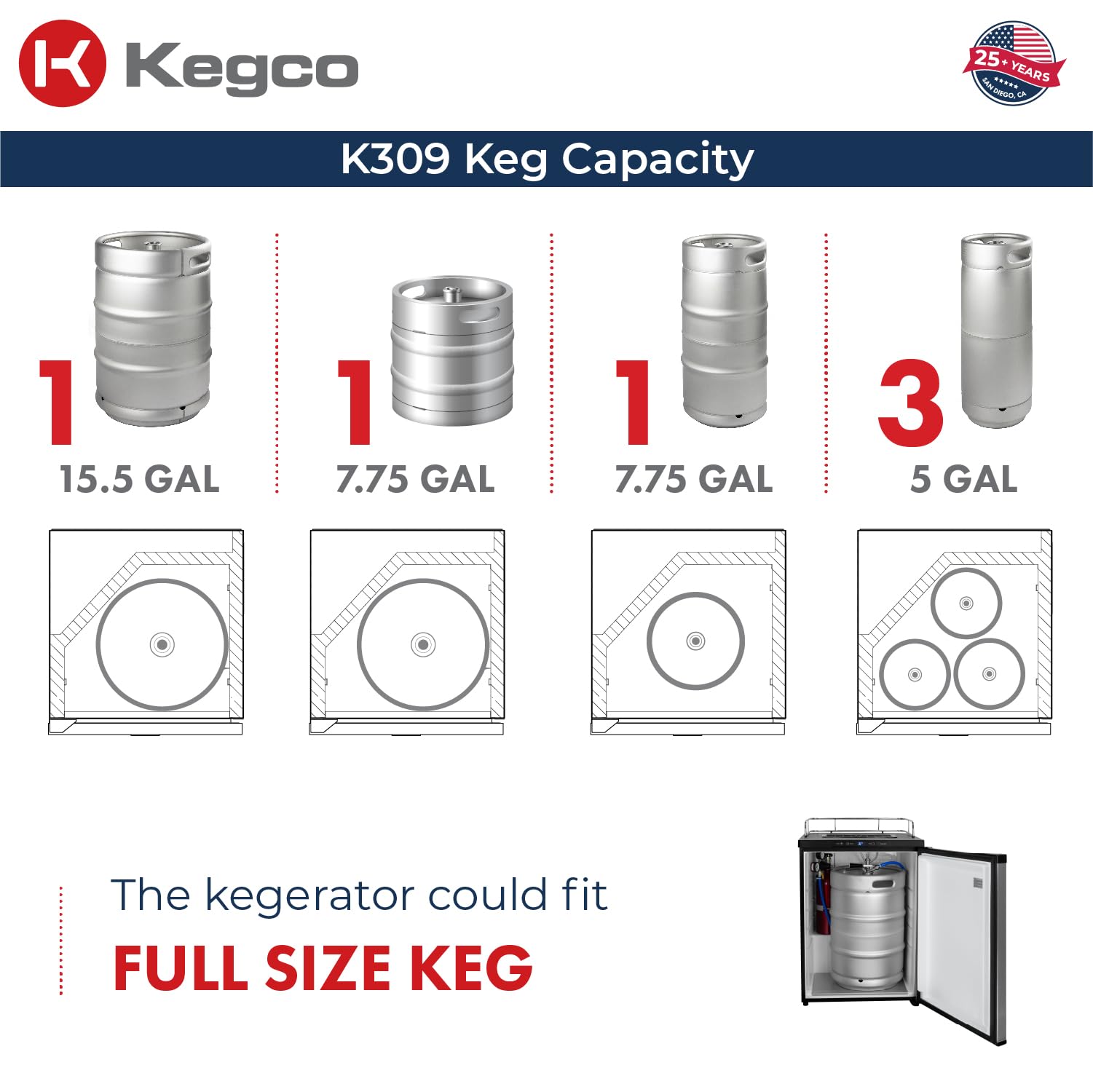 Kegco K309SS-1 Stainless Steel Keg Dispenser - Commercial & Home Beer Tap System for Parties, Bars & Restaurants