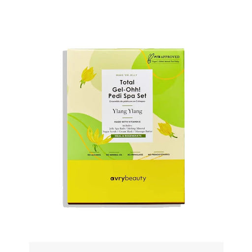 Avry Gel Ohh! Pedi 5-Step Ylang Ylang Foot Care Kit - At-Home Spa Pedicure Set for Soft & Smooth Feet - Perfect for Relaxation & Self-Care
