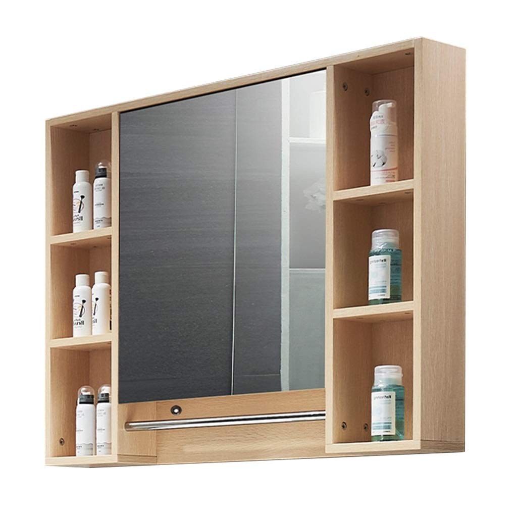 Wooden Medicine Cabinet with Mirror - Bathroom & Kitchen Wall Mounted Storage (Wood Finish, 90x137cm) - Perfect for Small Spaces, Vanity Organizer, Toilet Essentials Storage