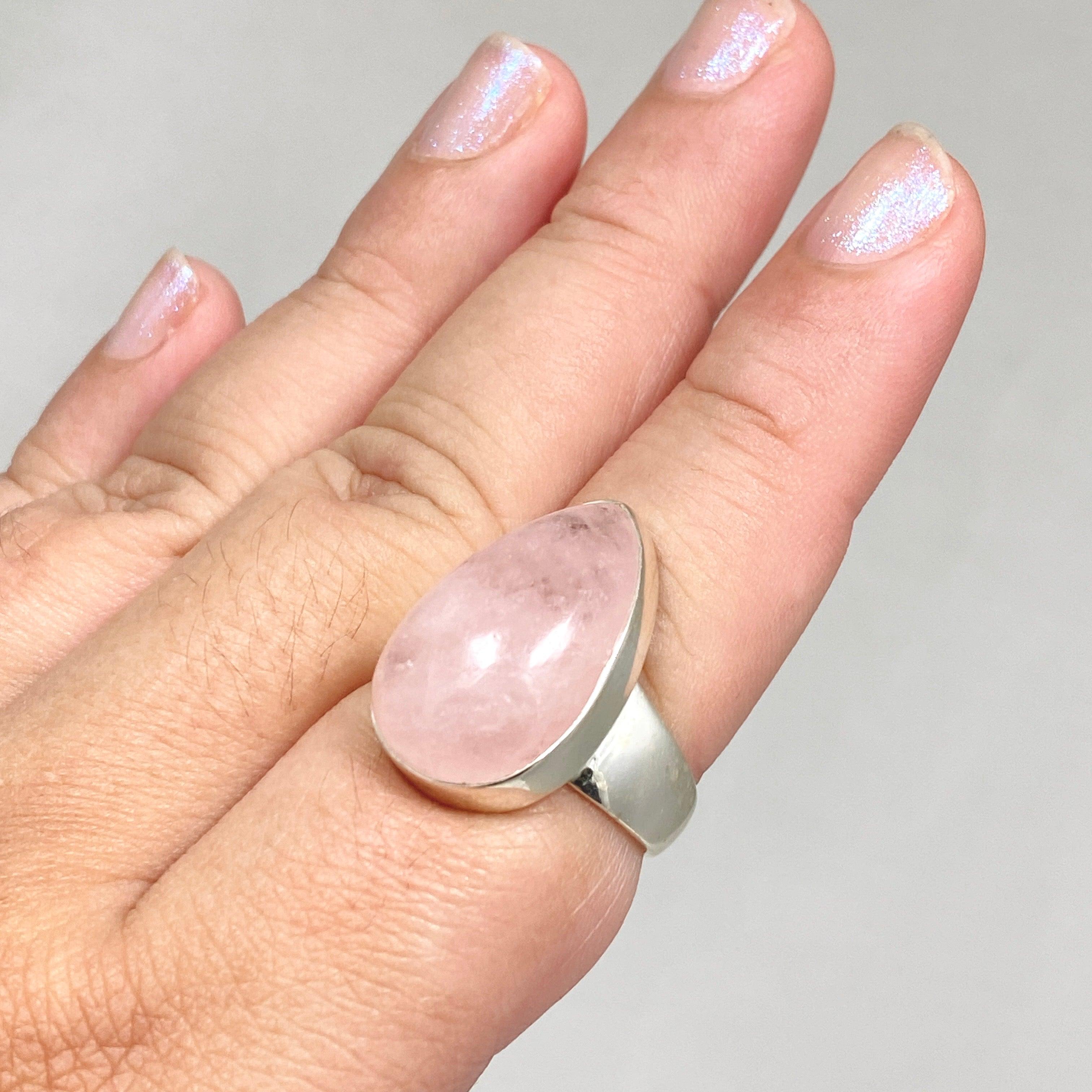 Morganite Teardrop Ring for Women - Size 10 - 14K Rose Gold Engagement Ring - KRGJ3161 - Perfect for Valentine's Day, Anniversary & Proposal Gifts