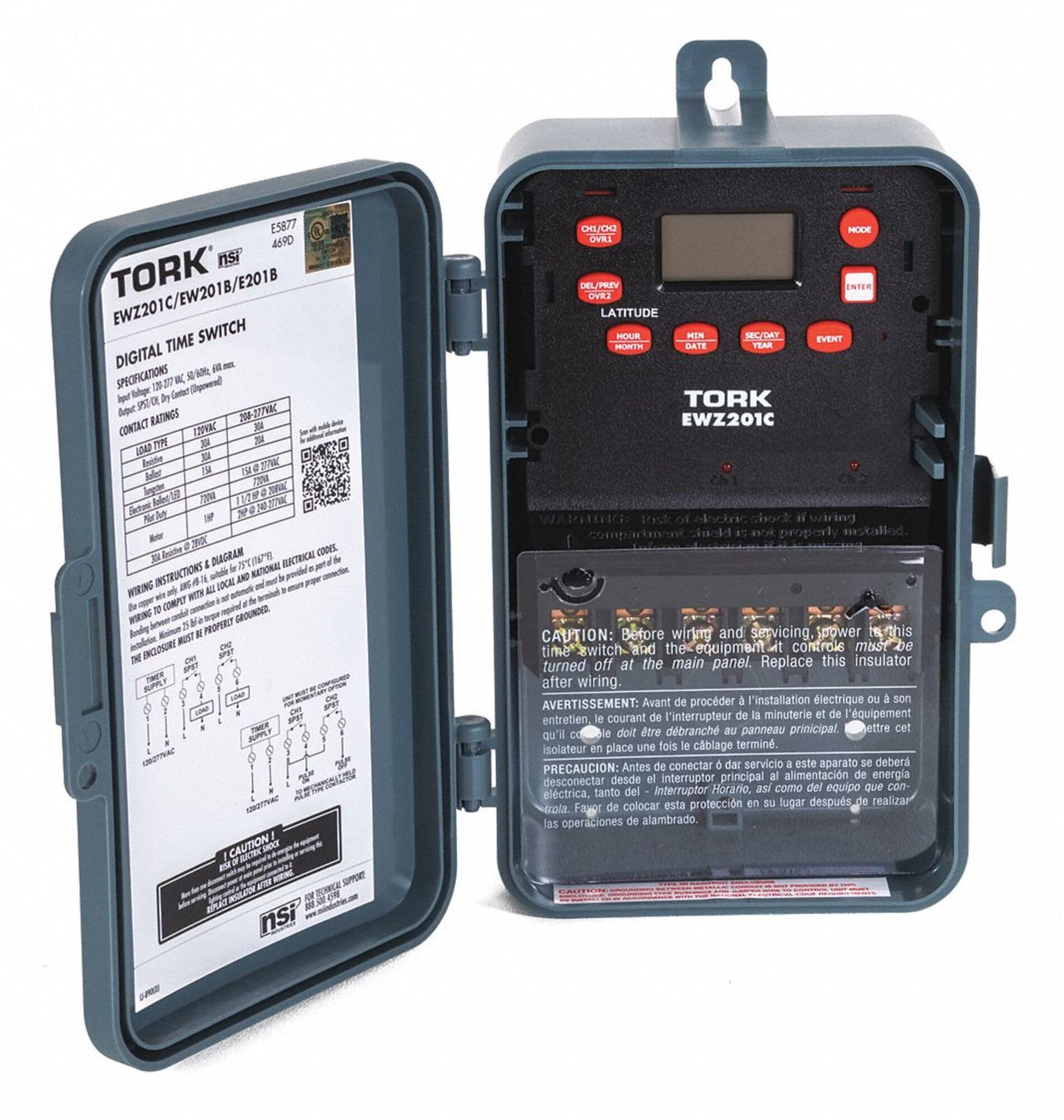 TORK EWZ201C 2 Channel 7-Day Digital Timer Switch - SPST & DPST Programmable Light Timer for Home, Office & Industrial Automation | Energy Saving & Easy Installation