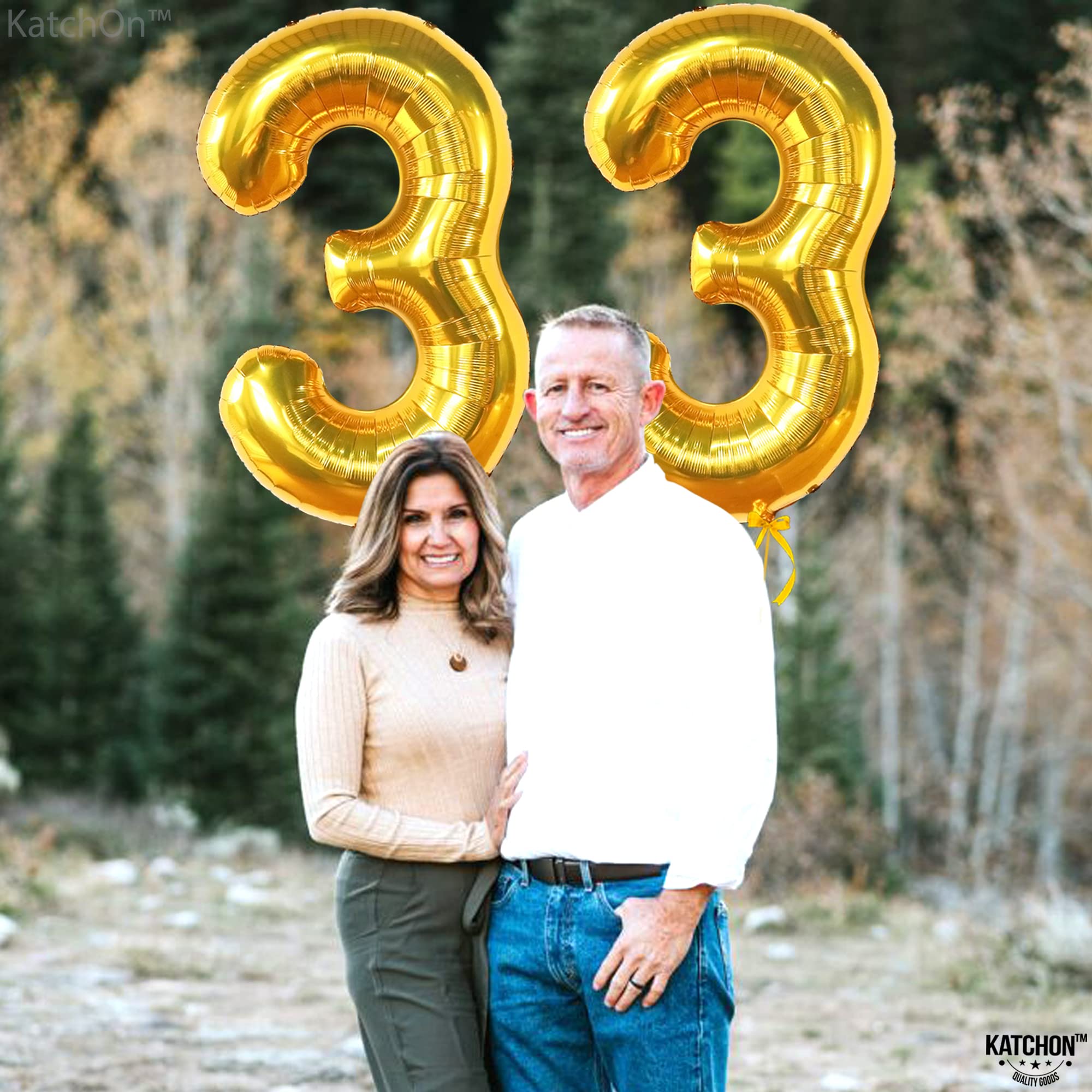 KatchOn Giant 33 Balloon Numbers Gold - 40 Inch Large Foil Number Balloons for Birthday Party Decorations | Gold 33 Number Balloon for Men & Women's 33rd Birthday Party Decor | Perfect for Anniversary, Graduation, Retirement Celebrations & Photo Backdrops