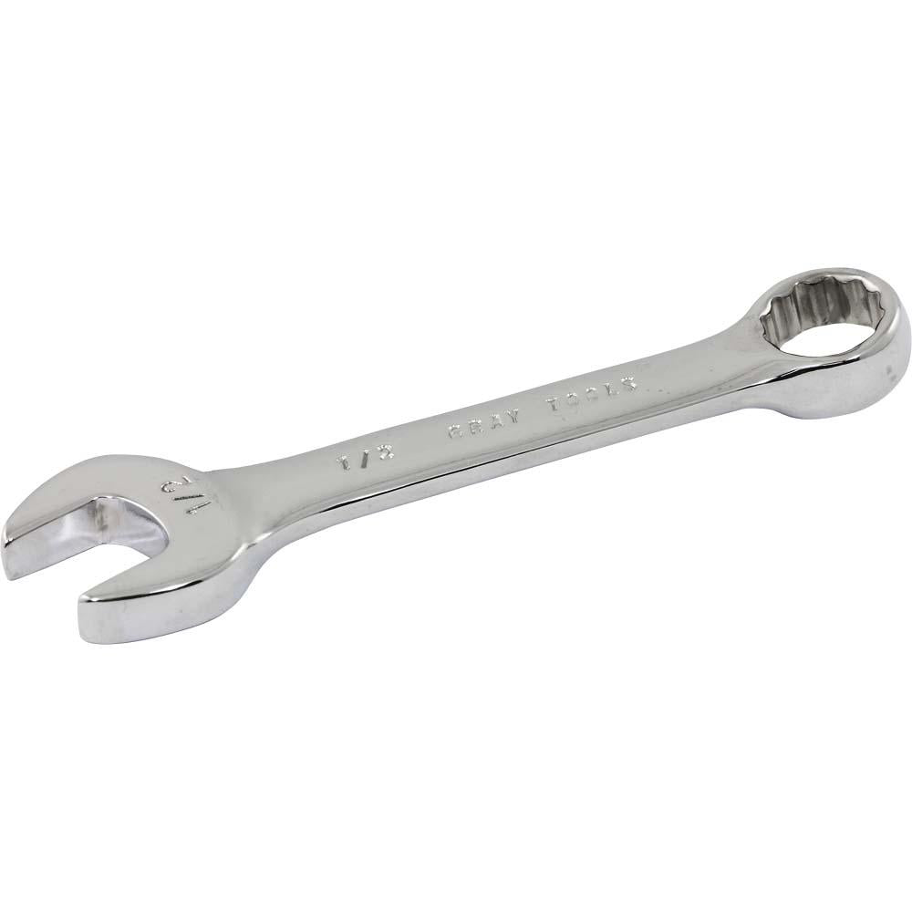12-Point SAE Stubby Combination Wrenches Set - 15° Offset Angle - Mirror Chrome Finish - Perfect for Tight Spaces & Automotive Repairs