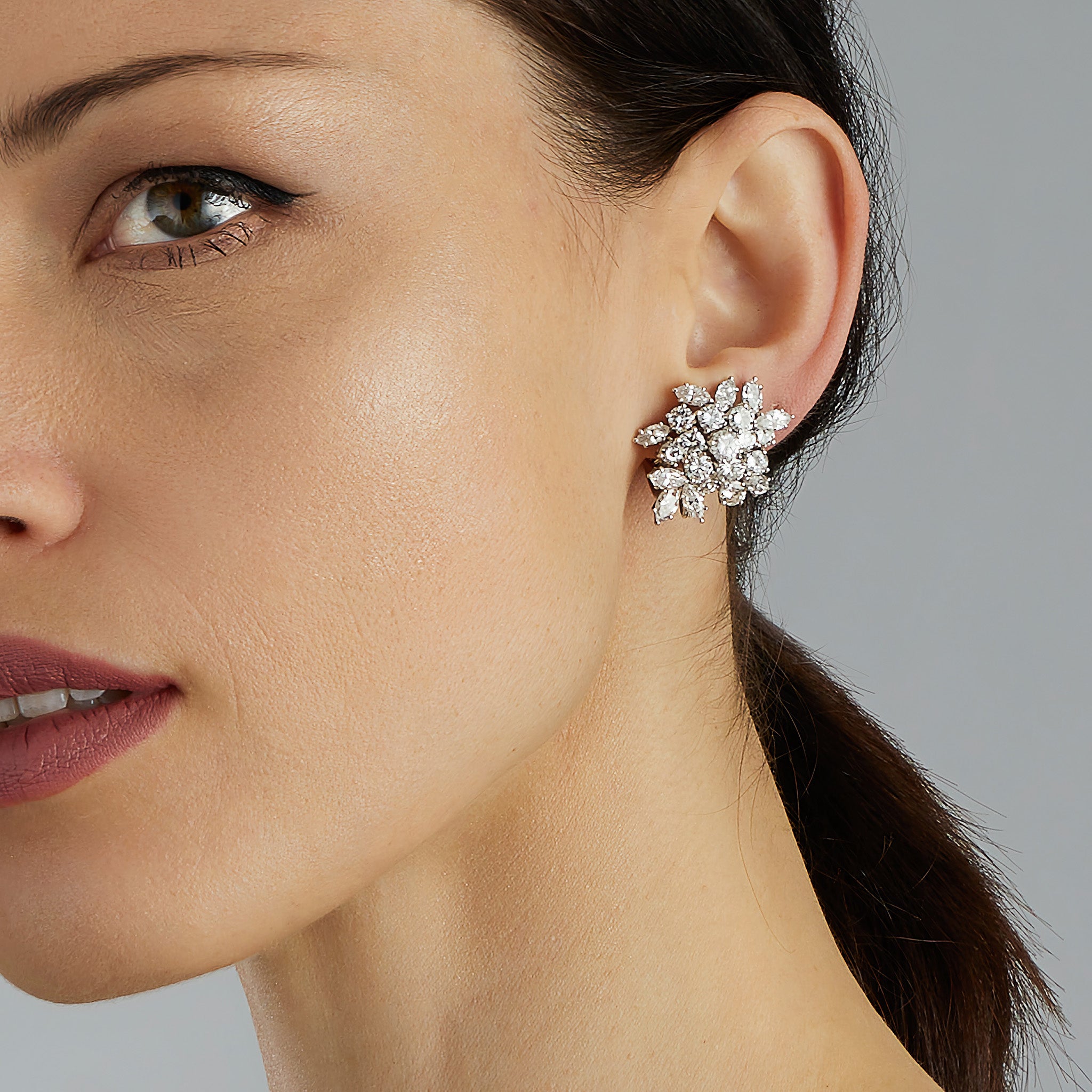 Elegant Diamond Cluster Pendant Earrings for Women - Day & Night Wear - Perfect for Weddings, Parties & Special Occasions